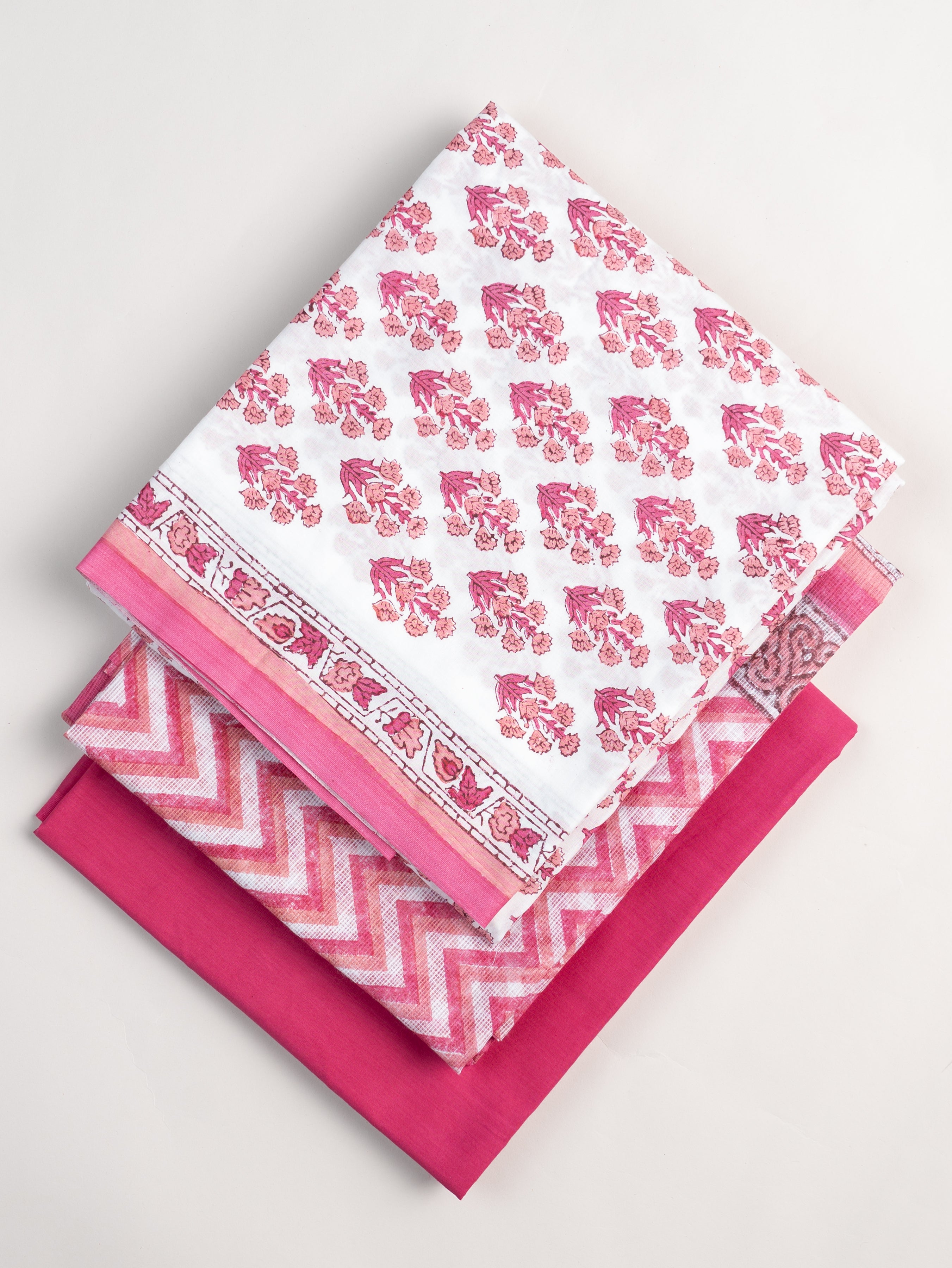 Riya Cotton Block Printed Unstitched Suit Set - 3 Piece