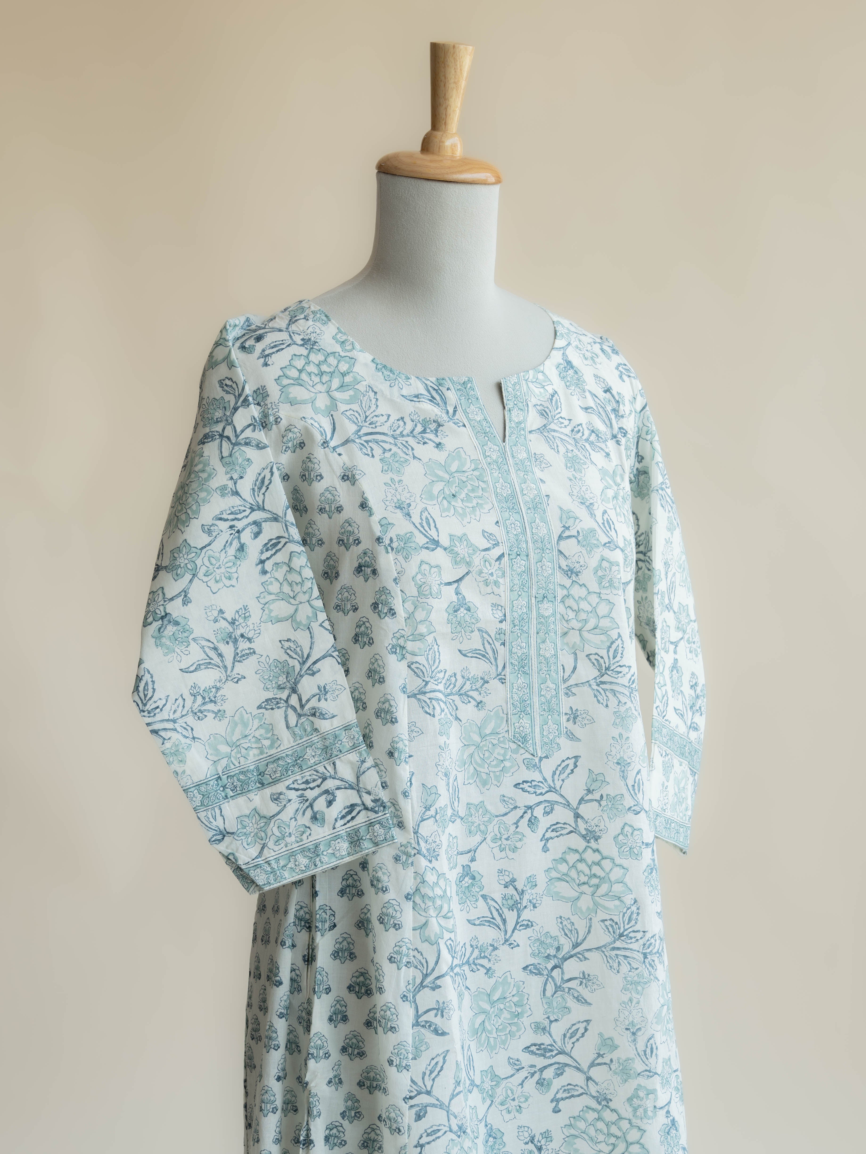 Anusha Cotton Block Printed A-Line Kurta