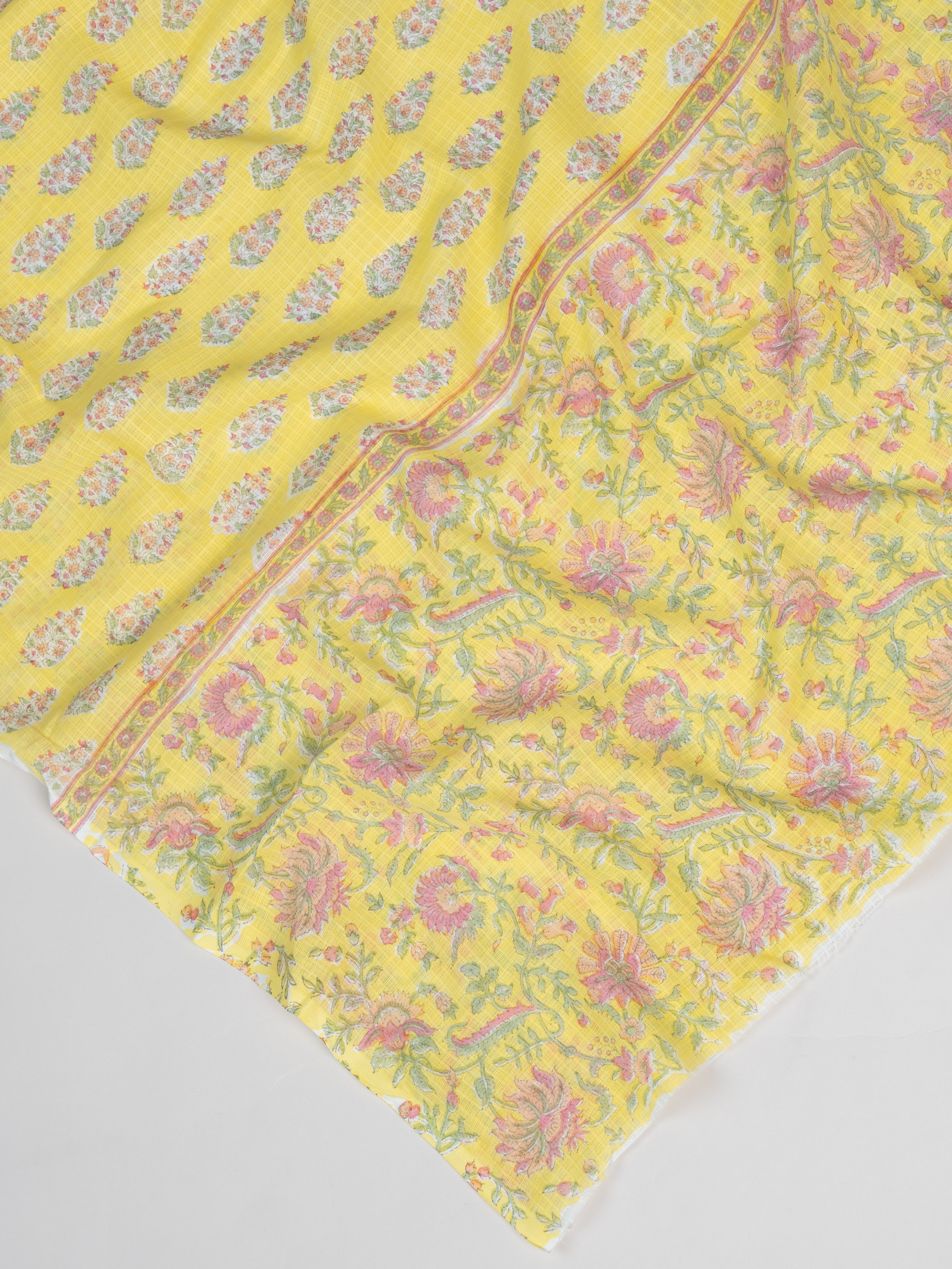 Cotton Block Printed Unstitched Suit Set - 3 Piece