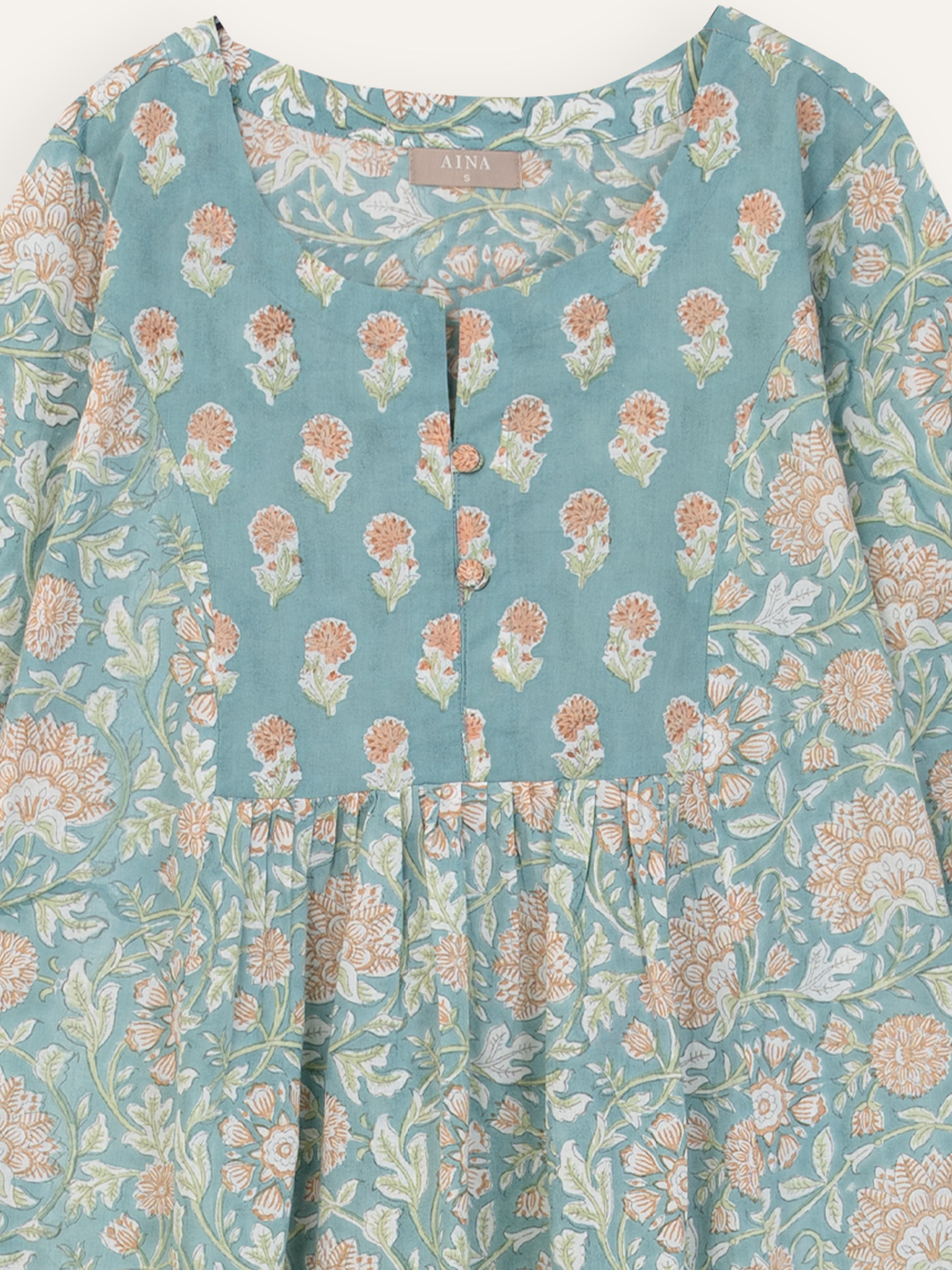 Zafeena Cotton Block Printed A-Line Kurta