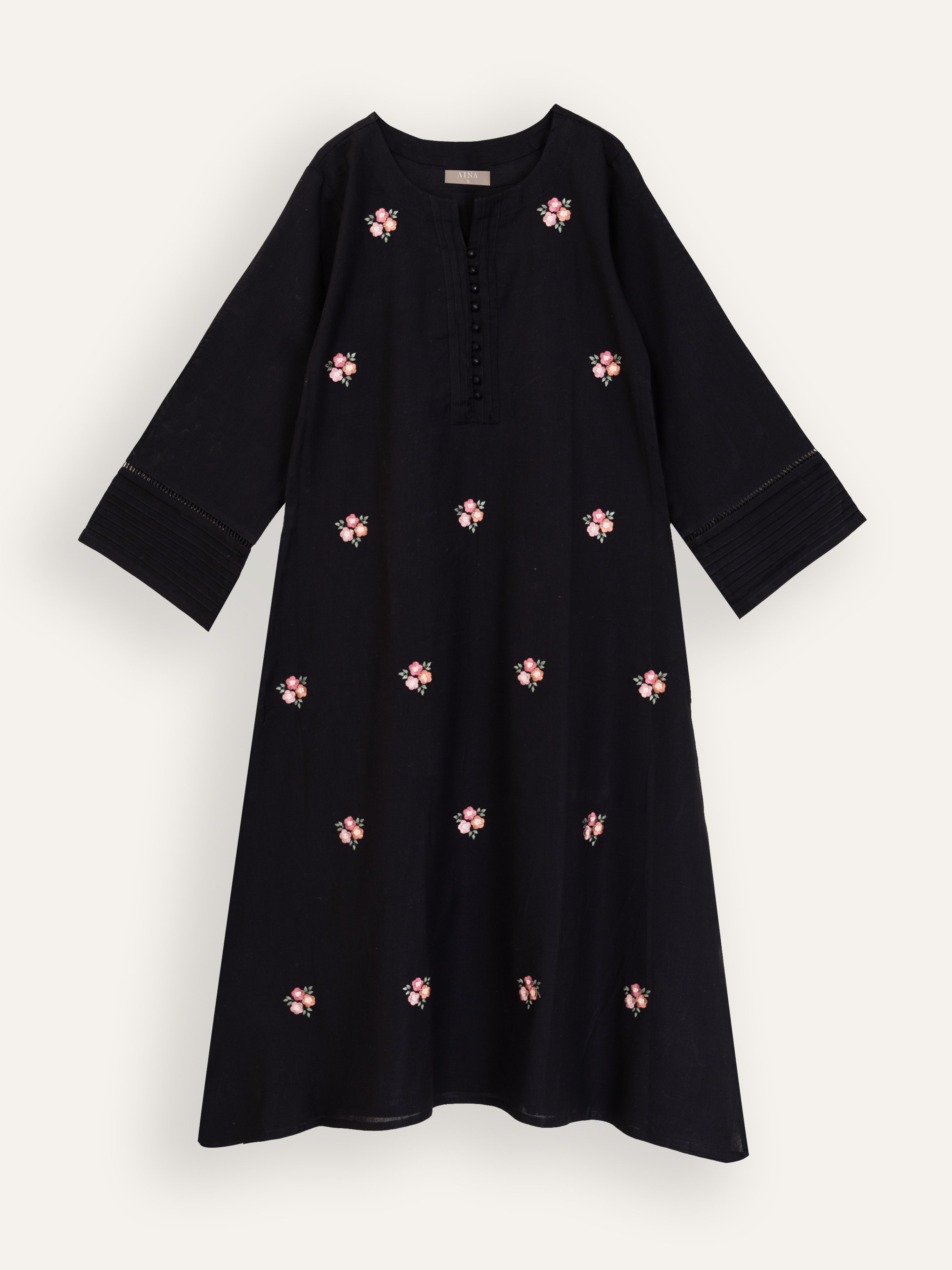 Zafri Cotton Flax Embroidered A Line Kurta