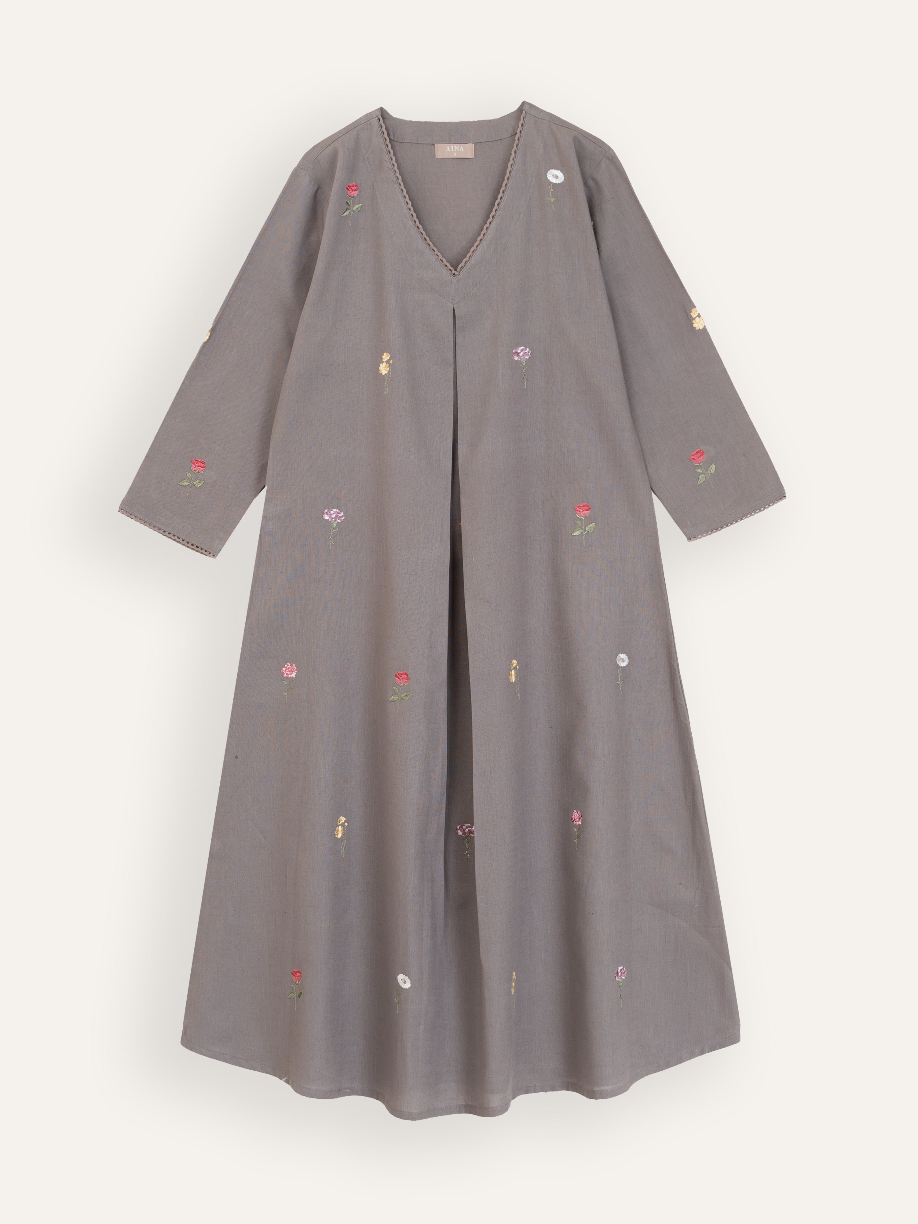 Zirin Cotton Flax Embroidered A-Line Kurta