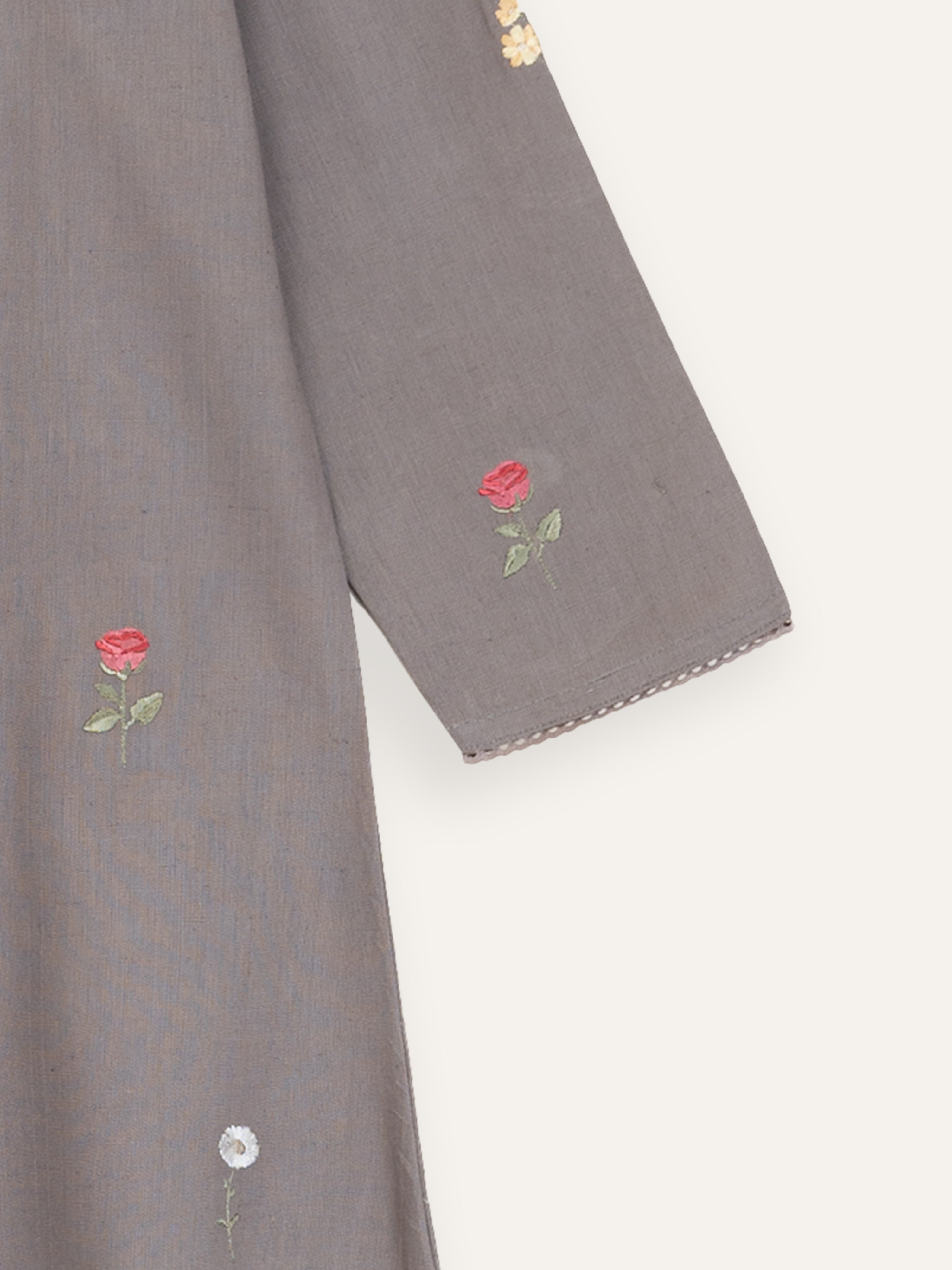 Zirin Cotton Flax Embroidered A-Line Kurta