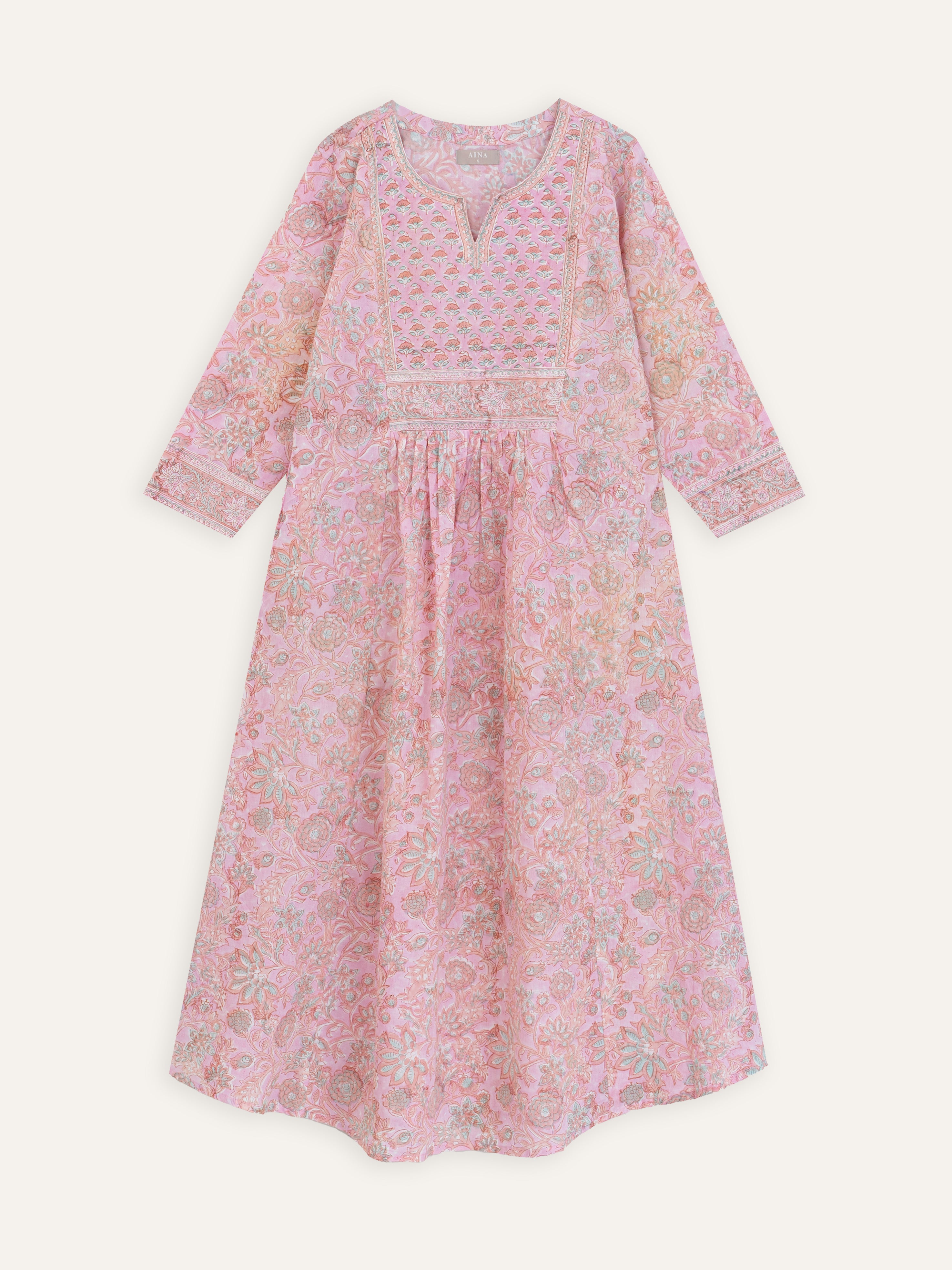 Naifa Cotton Block Printed A-Line Kurta