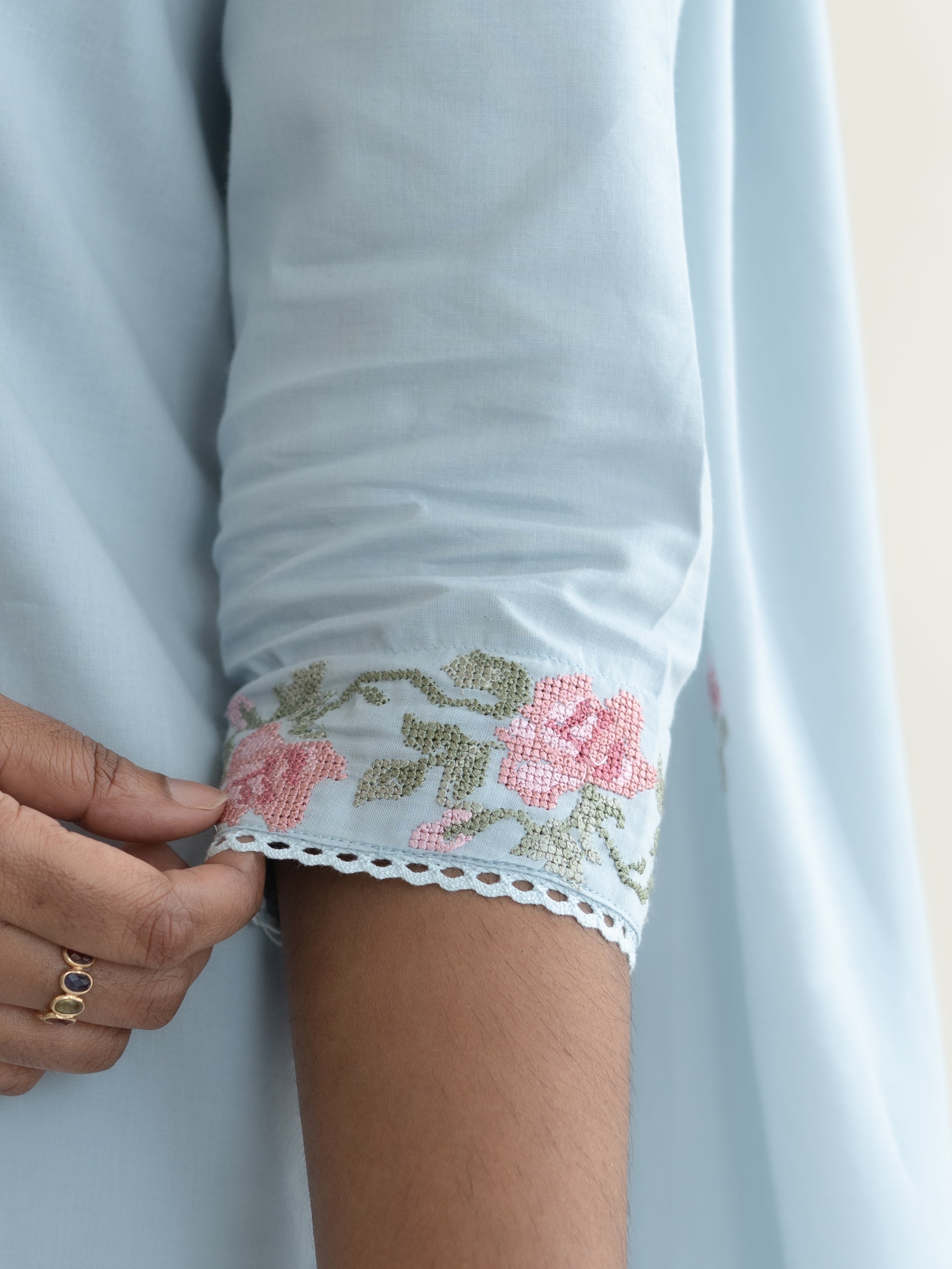 Neya Cotton Embroidered Straight Kurta