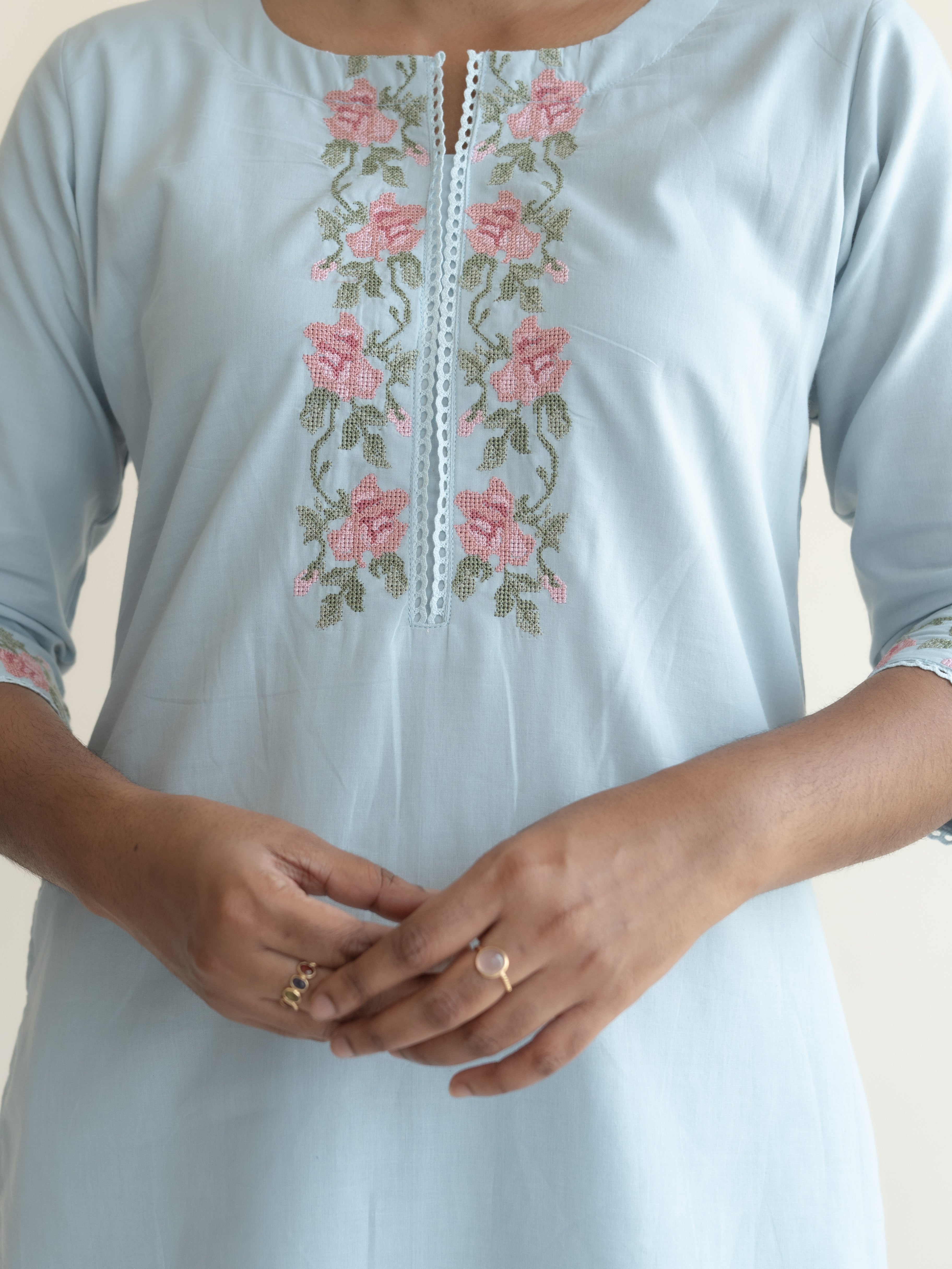 Neya Cotton Embroidered Straight Kurta