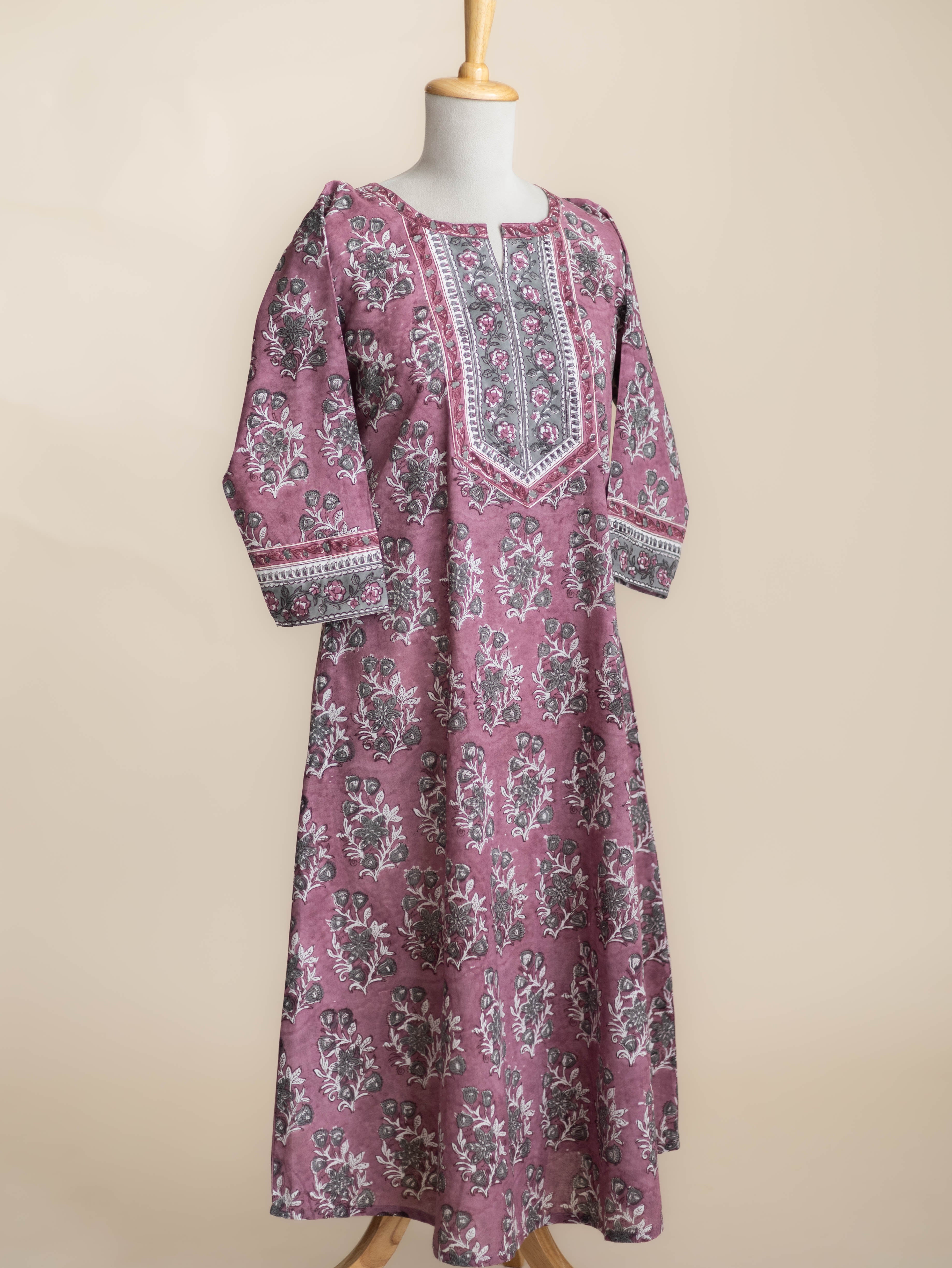 Viyena Cotton Block Printed A-Line Kurta