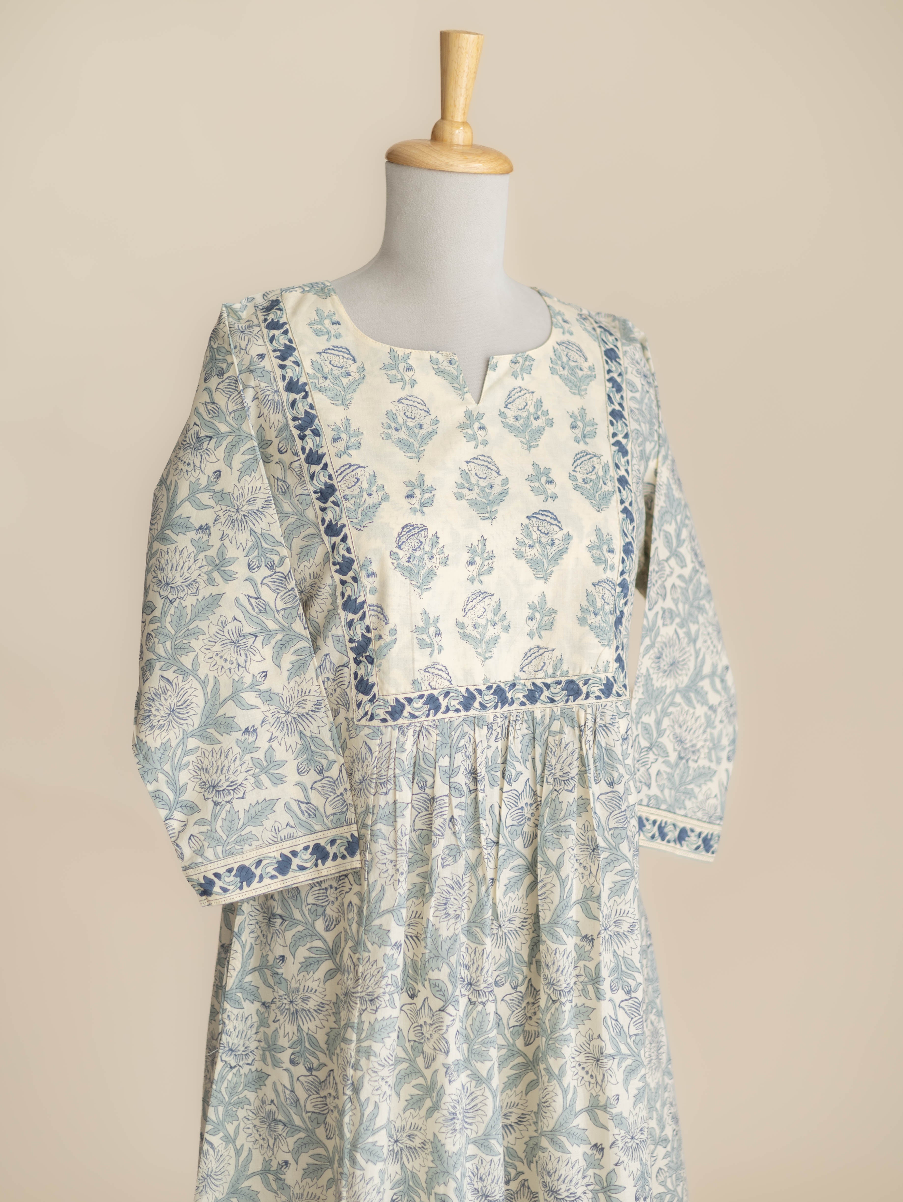 Ramla Cotton Block Printed A-Line Suit Set