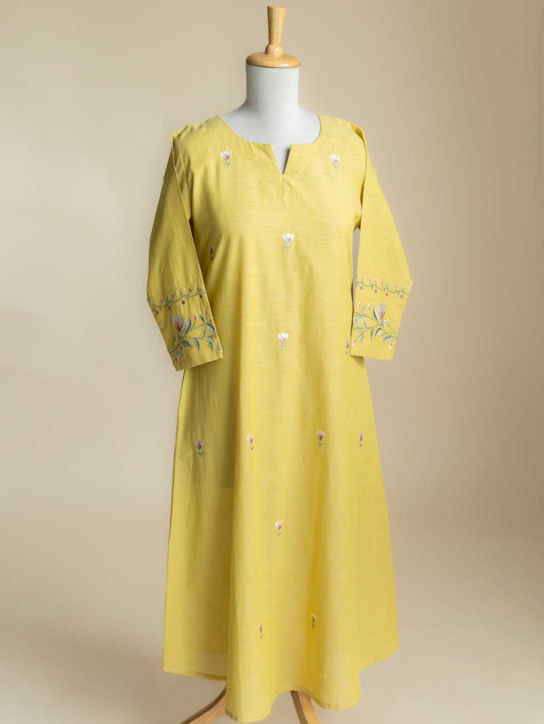 Alisha Cotton Handloom Embroidered A-Line Suit Set