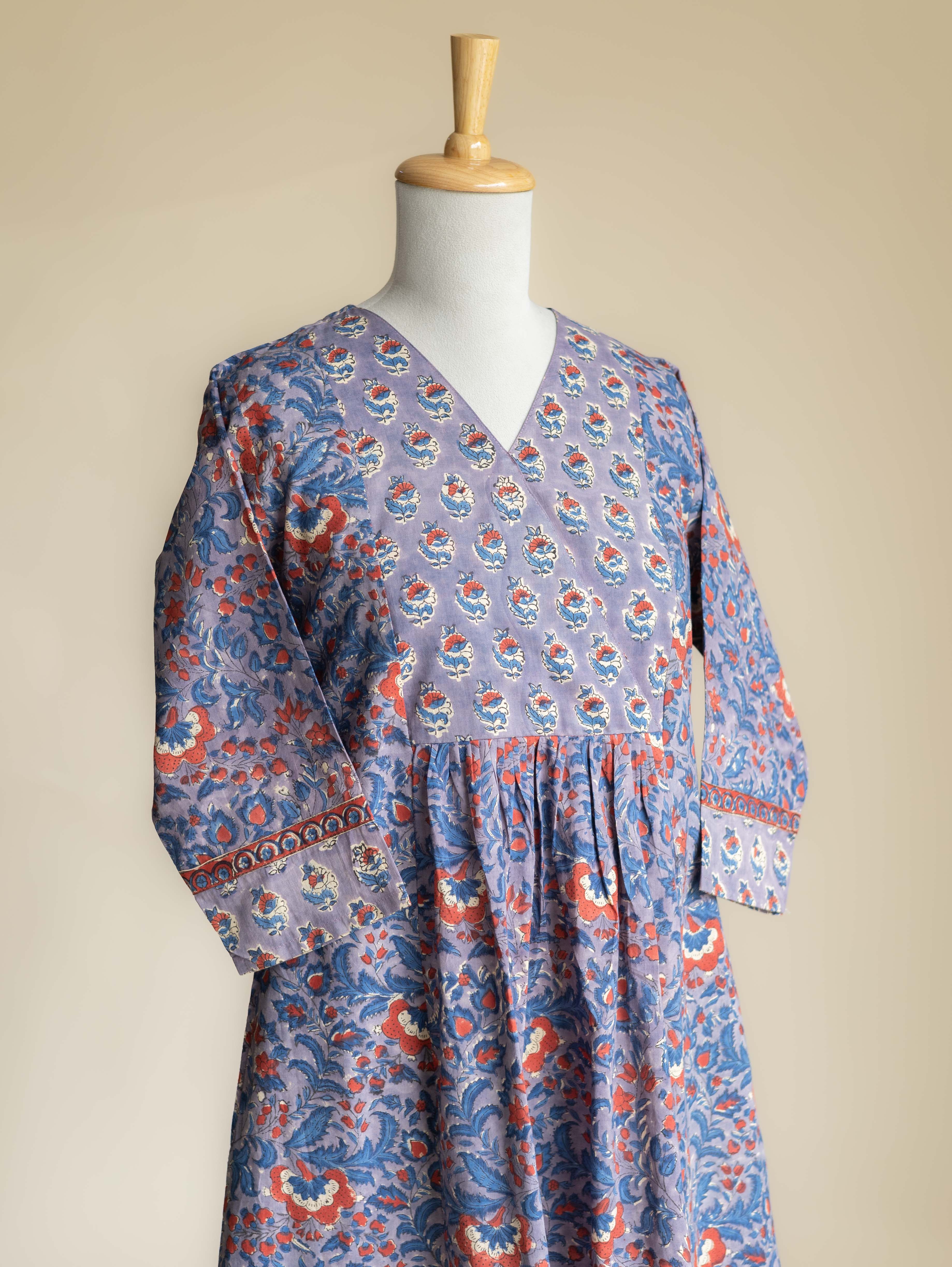 Samerah Cotton Block Printed A-Line Kurta