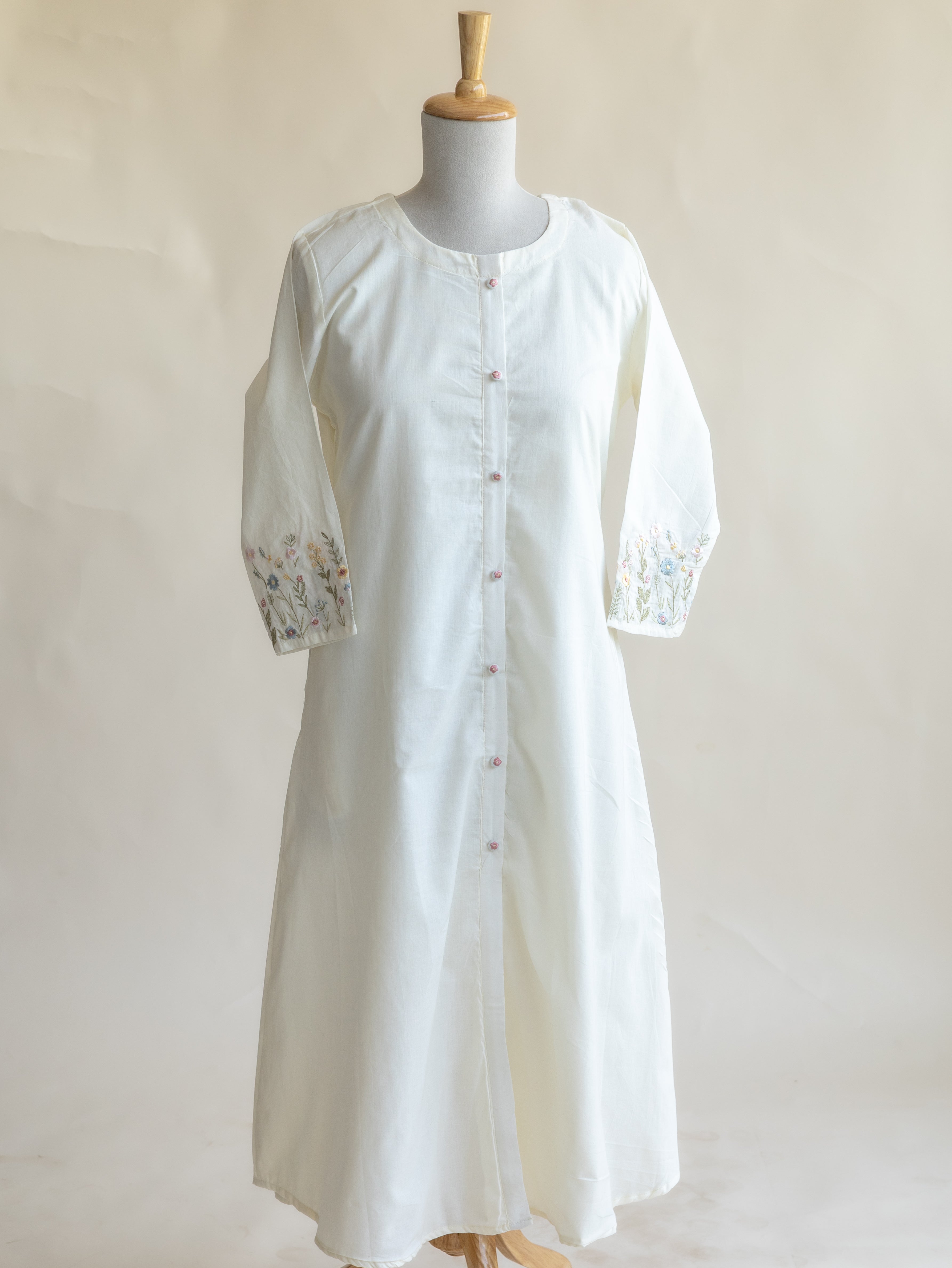 Aafiya Cotton Embroidered A-Line Kurta