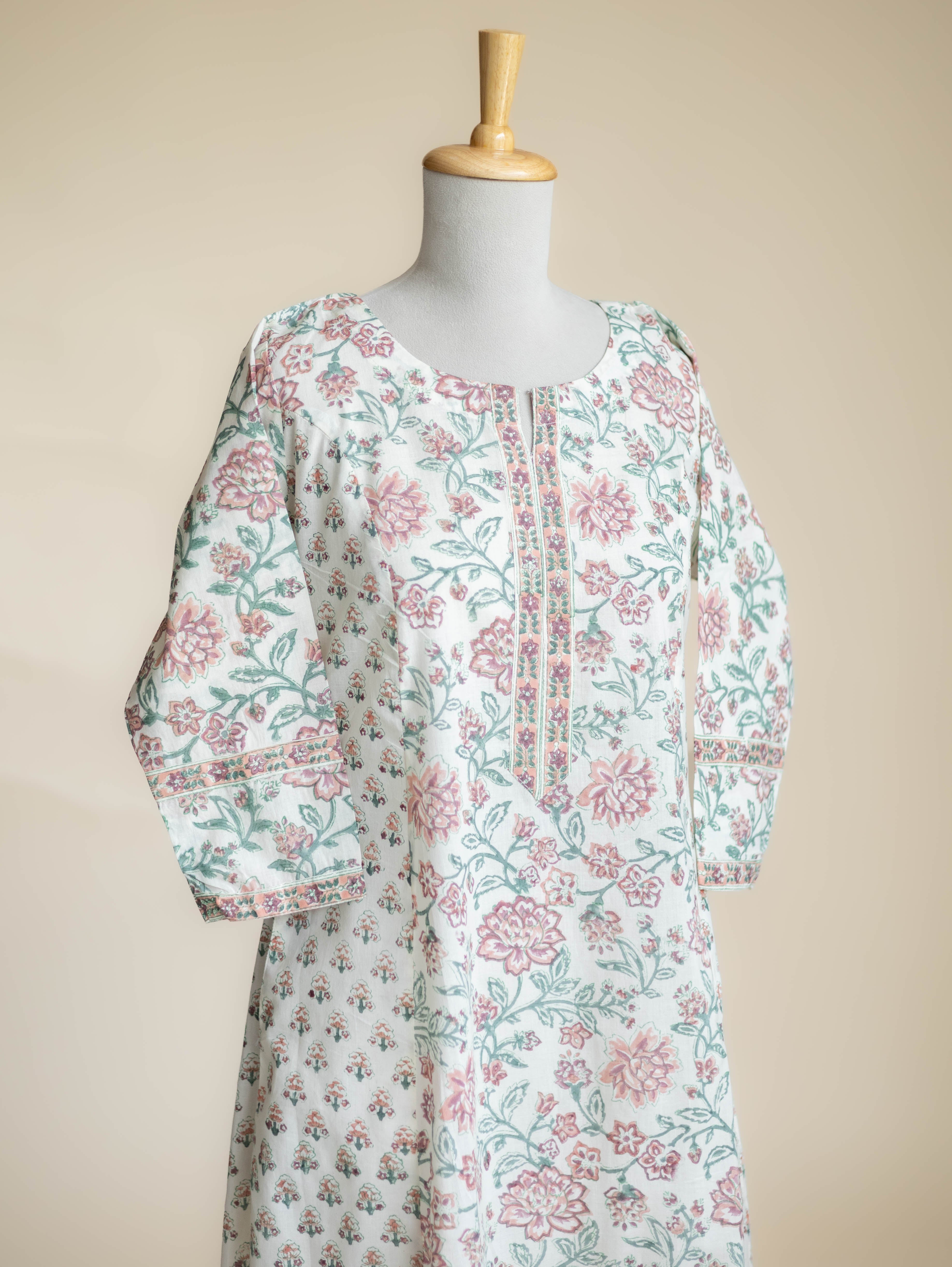 Siah Cotton Block Printed A-Line Kurta