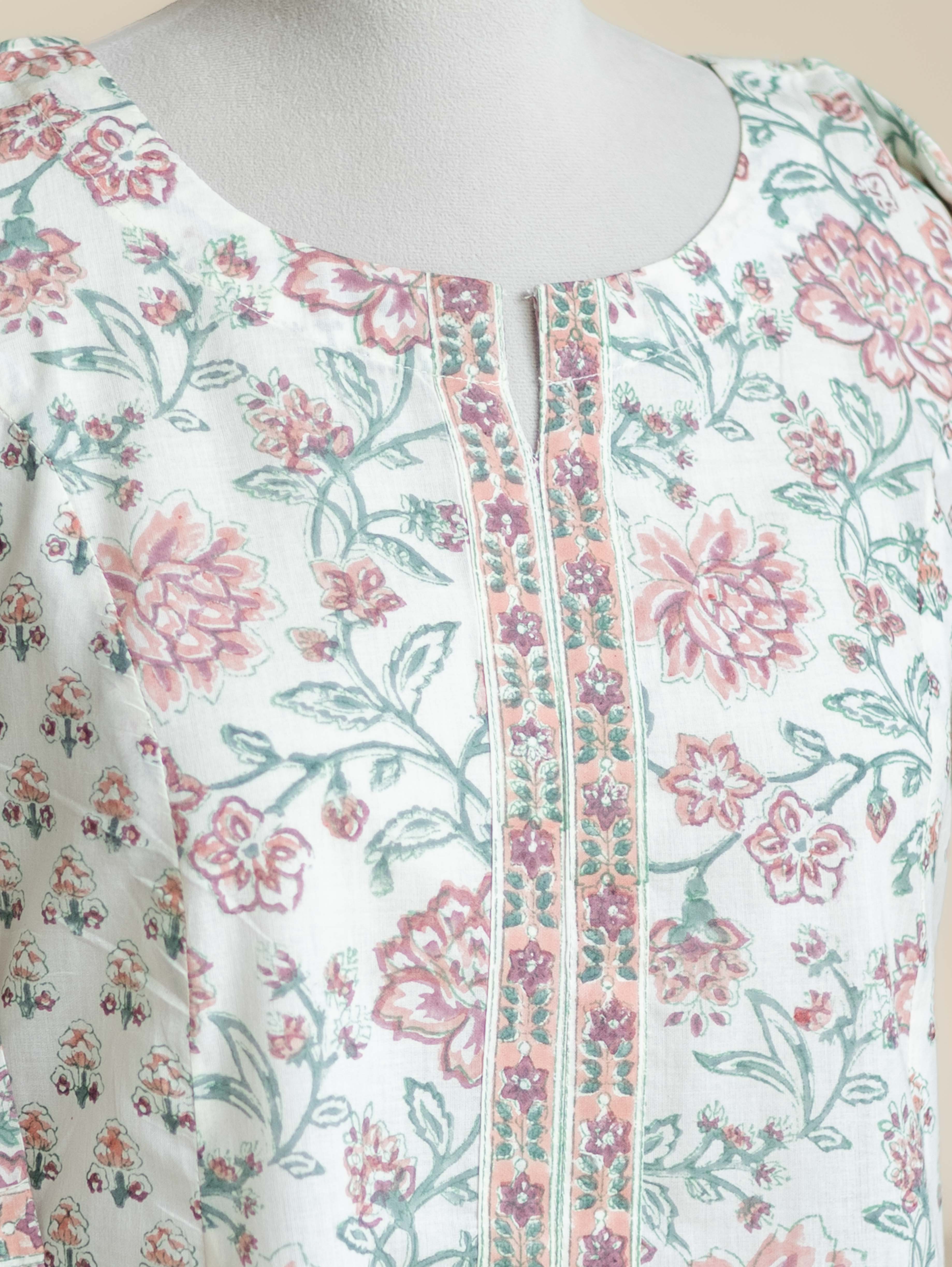 Siah Cotton Block Printed A-Line Kurta