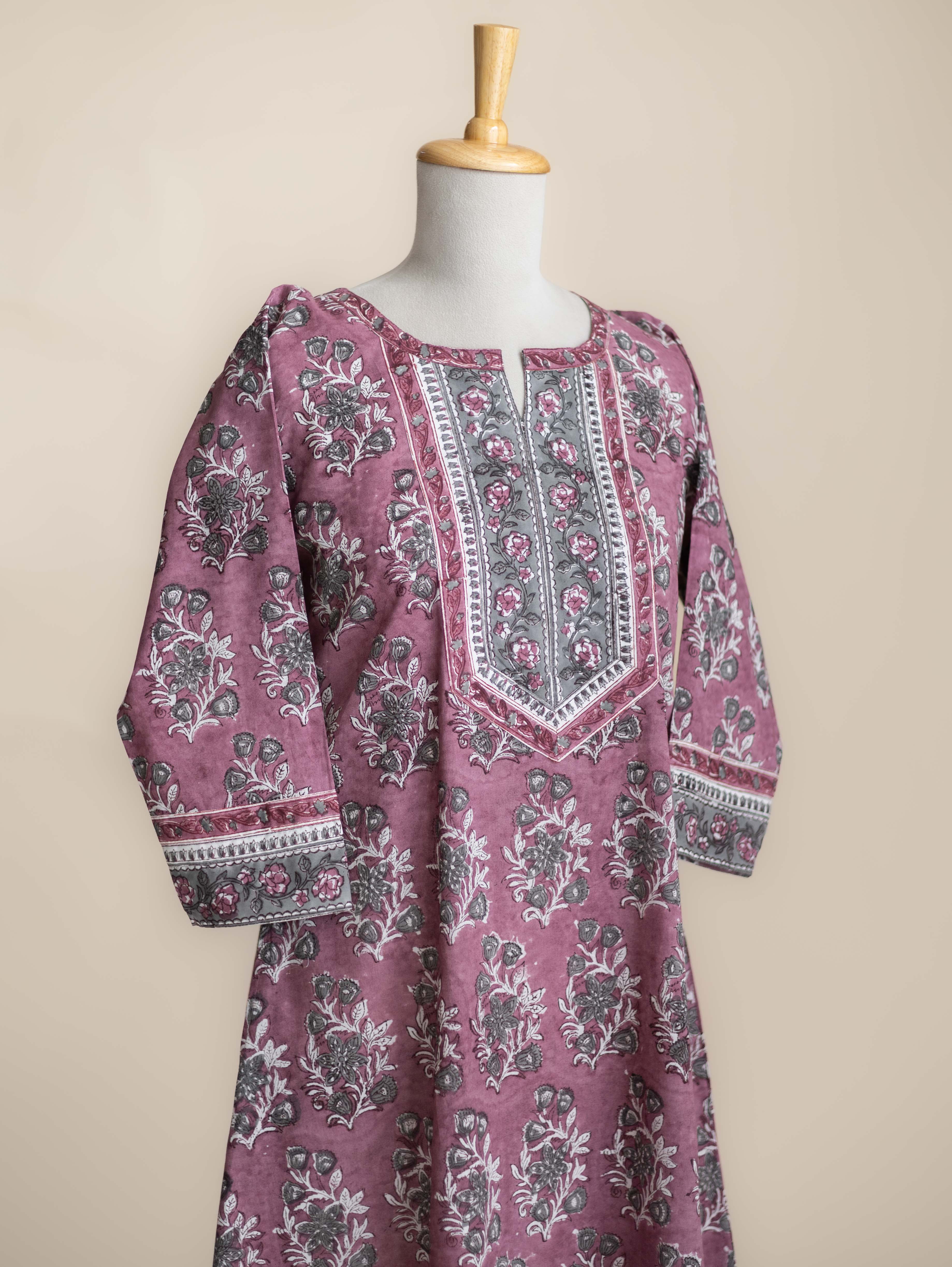 Viyena Cotton Block Printed A-Line Kurta