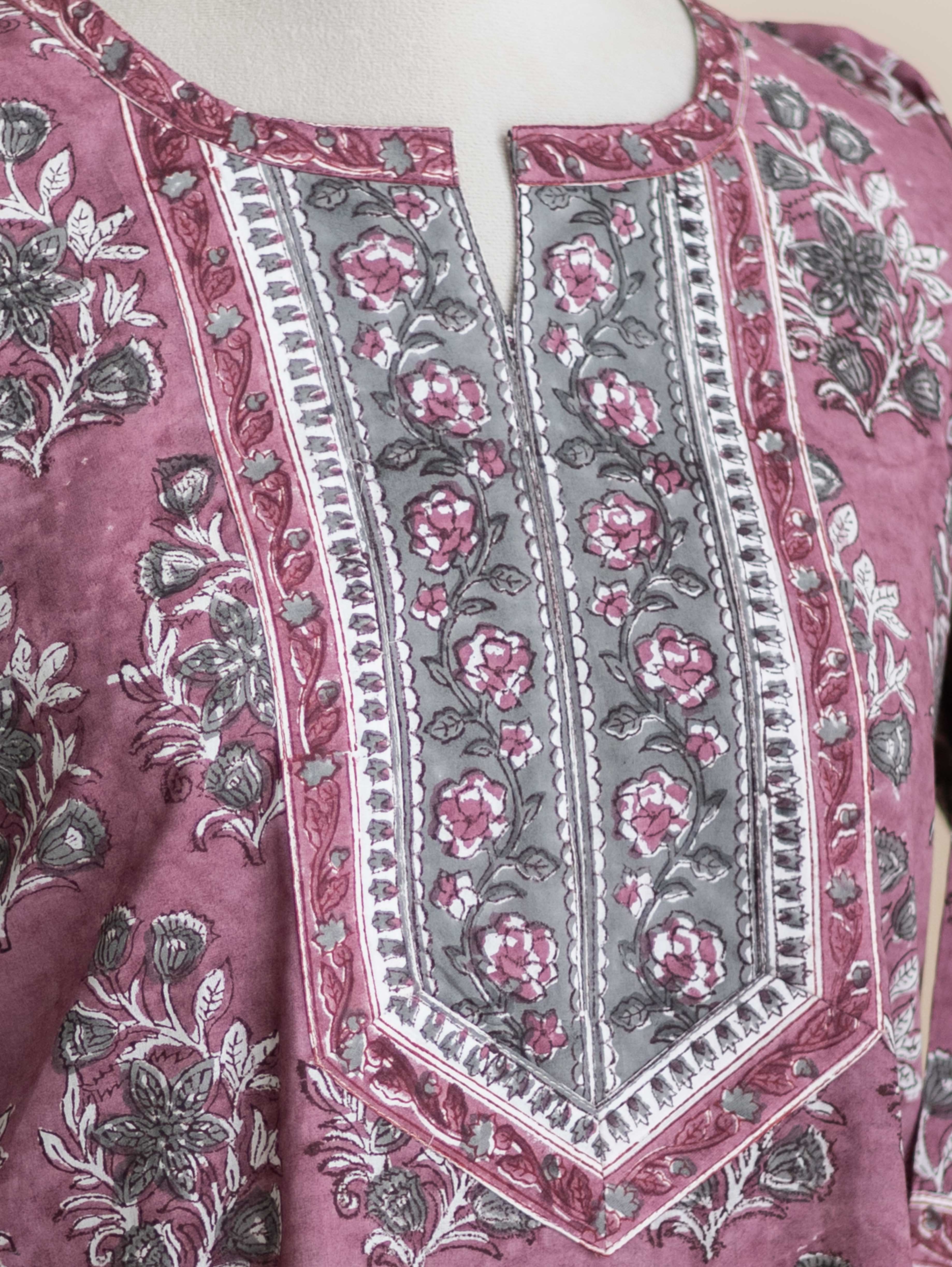 Viyena Cotton Block Printed A-Line Kurta