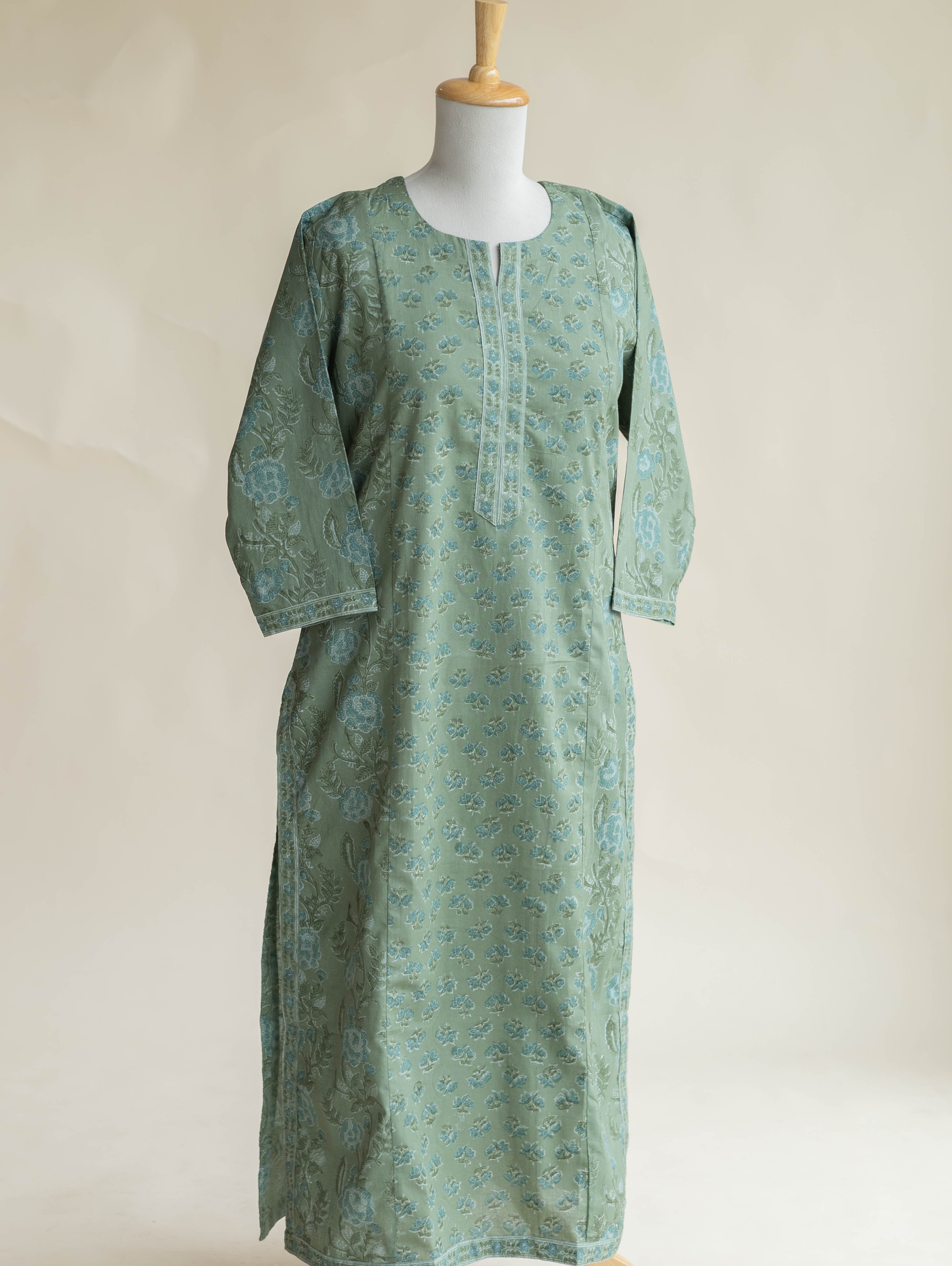 Farida Cotton Block Printed Straight Kurta