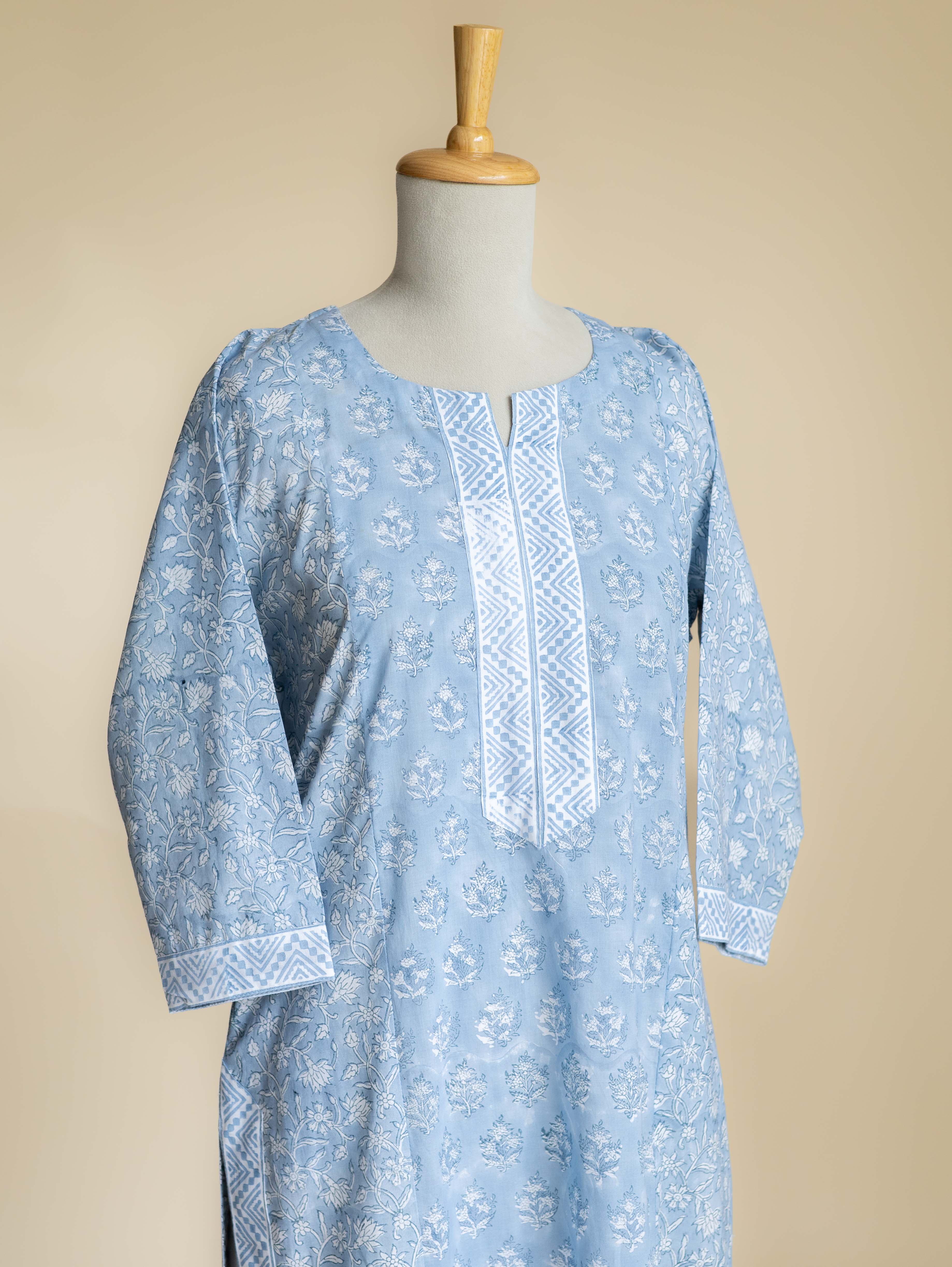 Naiza Cotton Block Printed Straight Kurta