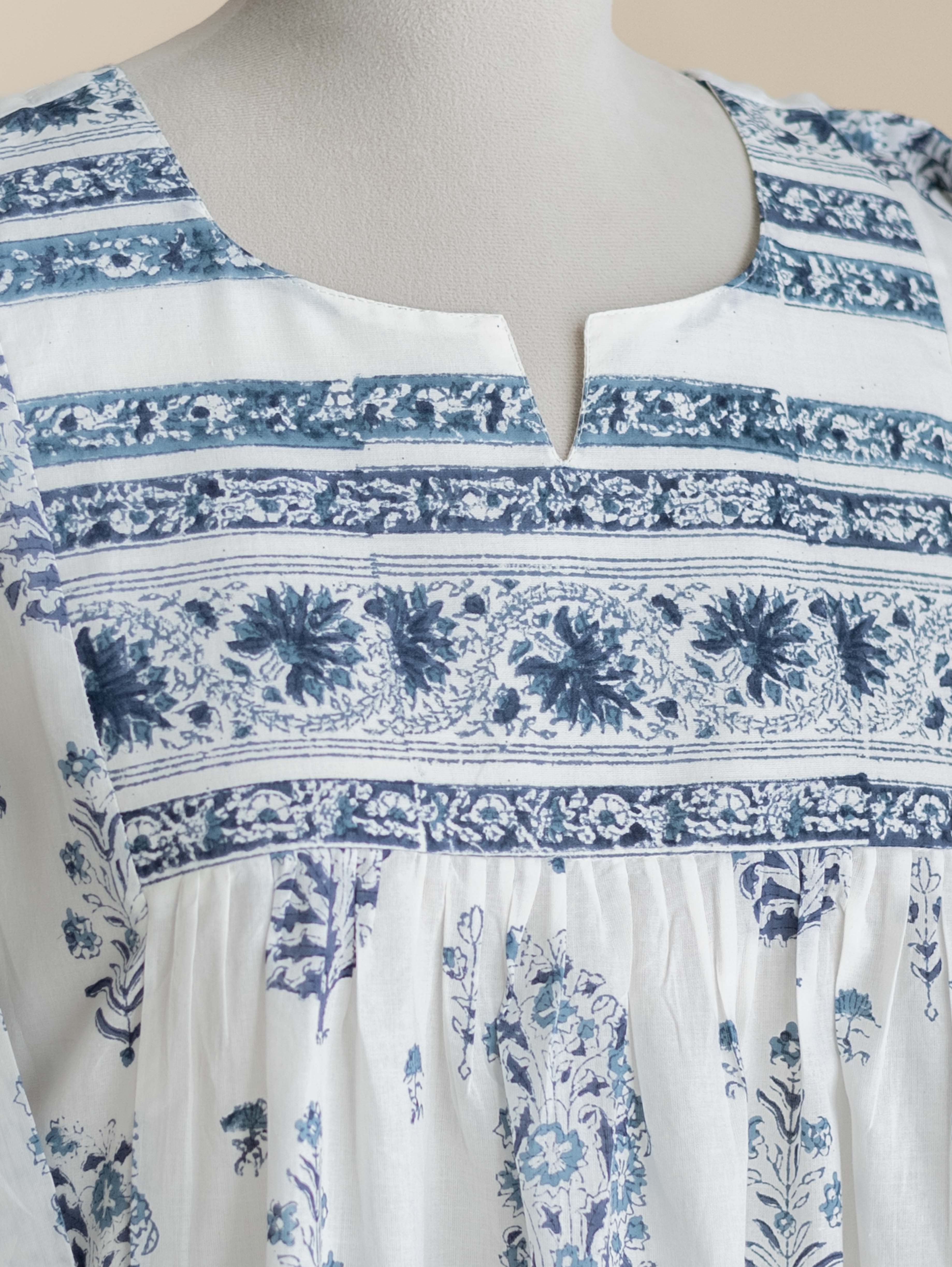 Eleena Cotton Block Printed A-Line Kurta