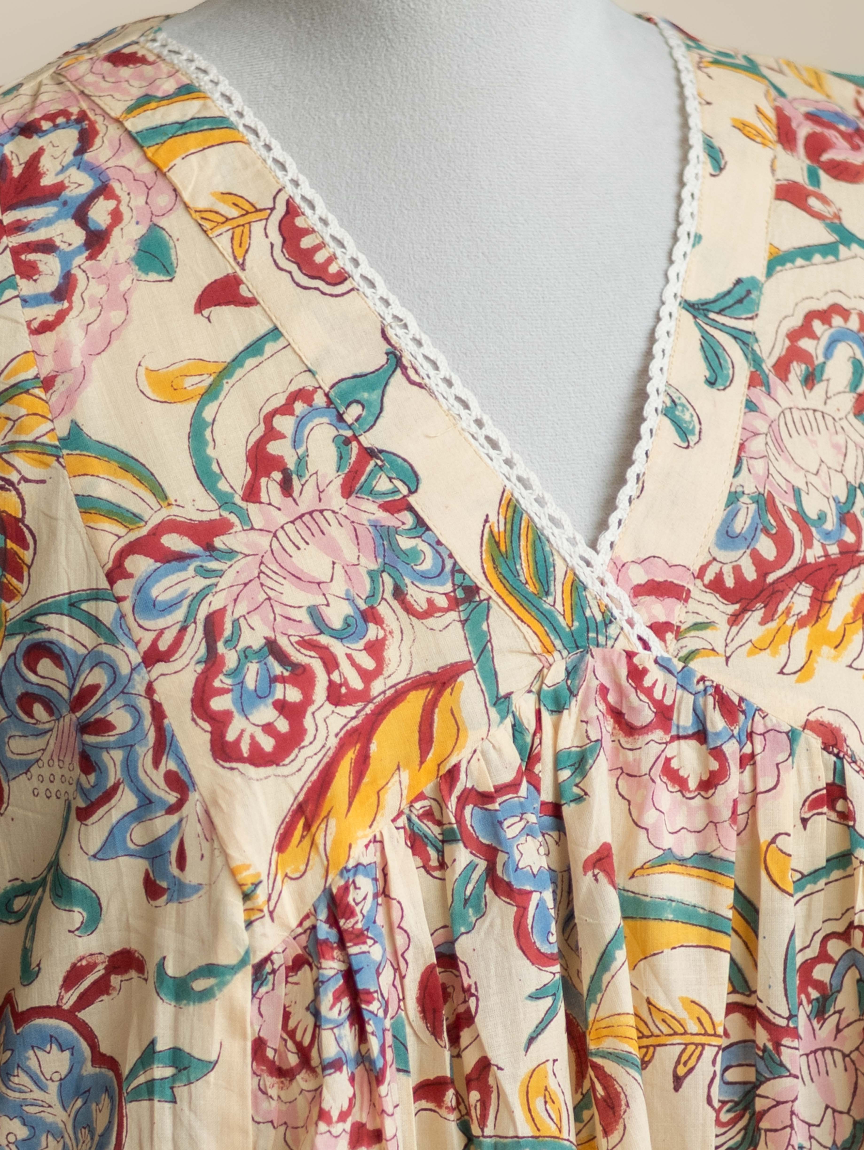 Nishika Cotton Block Printed A-Line Kurta