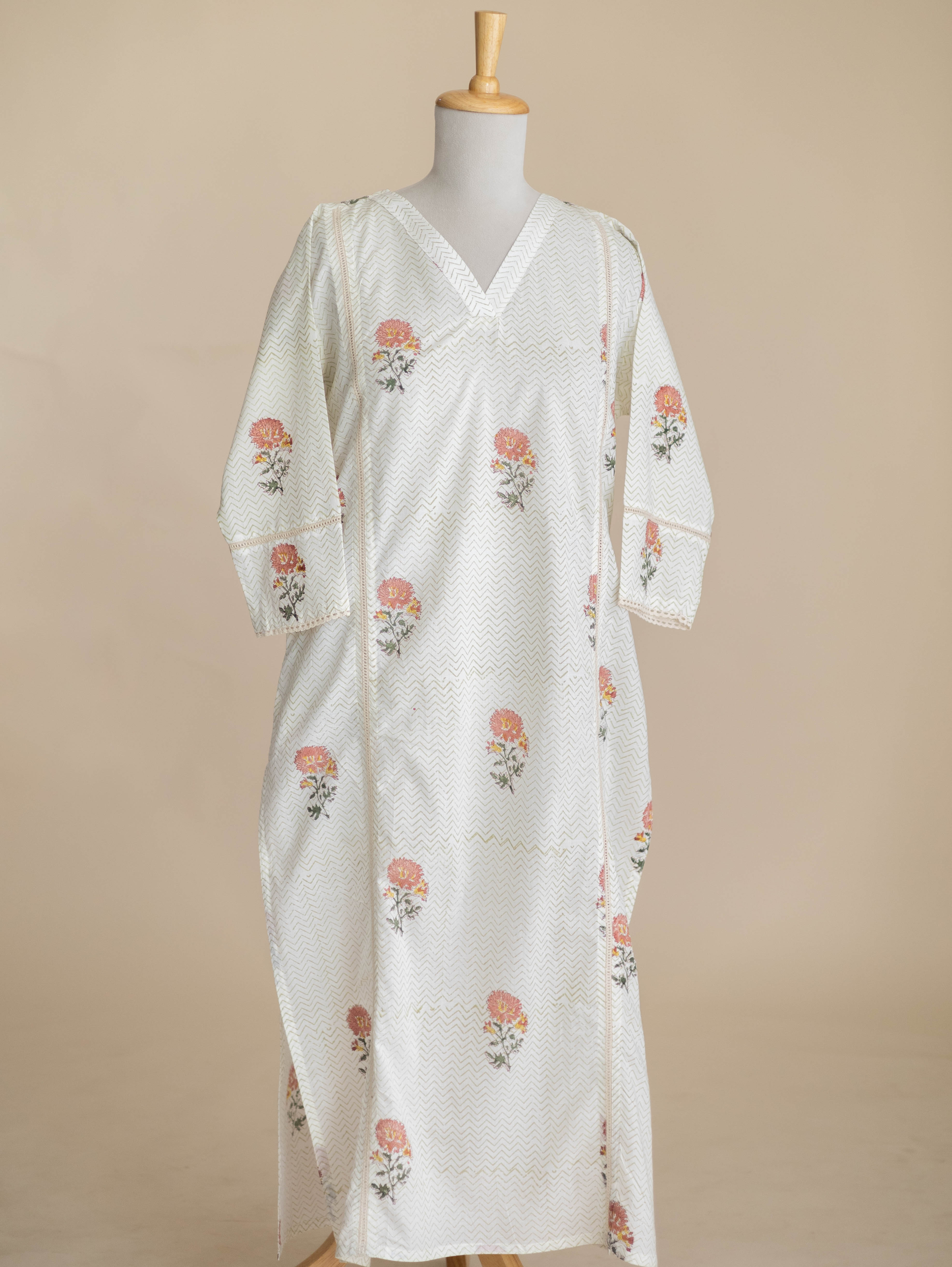 Vihana Cotton Block Printed Straight Kurta