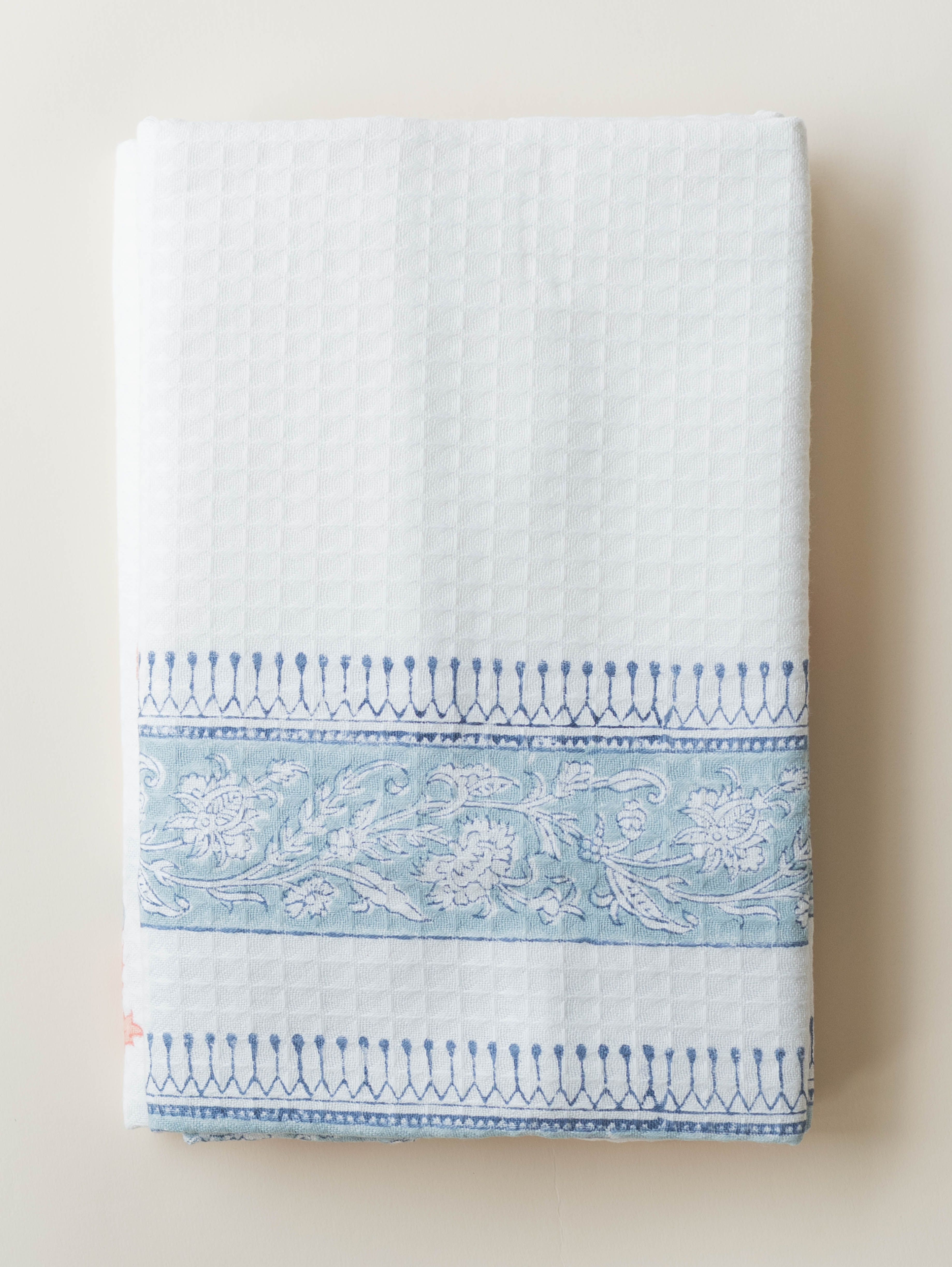 Cotton Block Printed Honeycomb Bath Towel