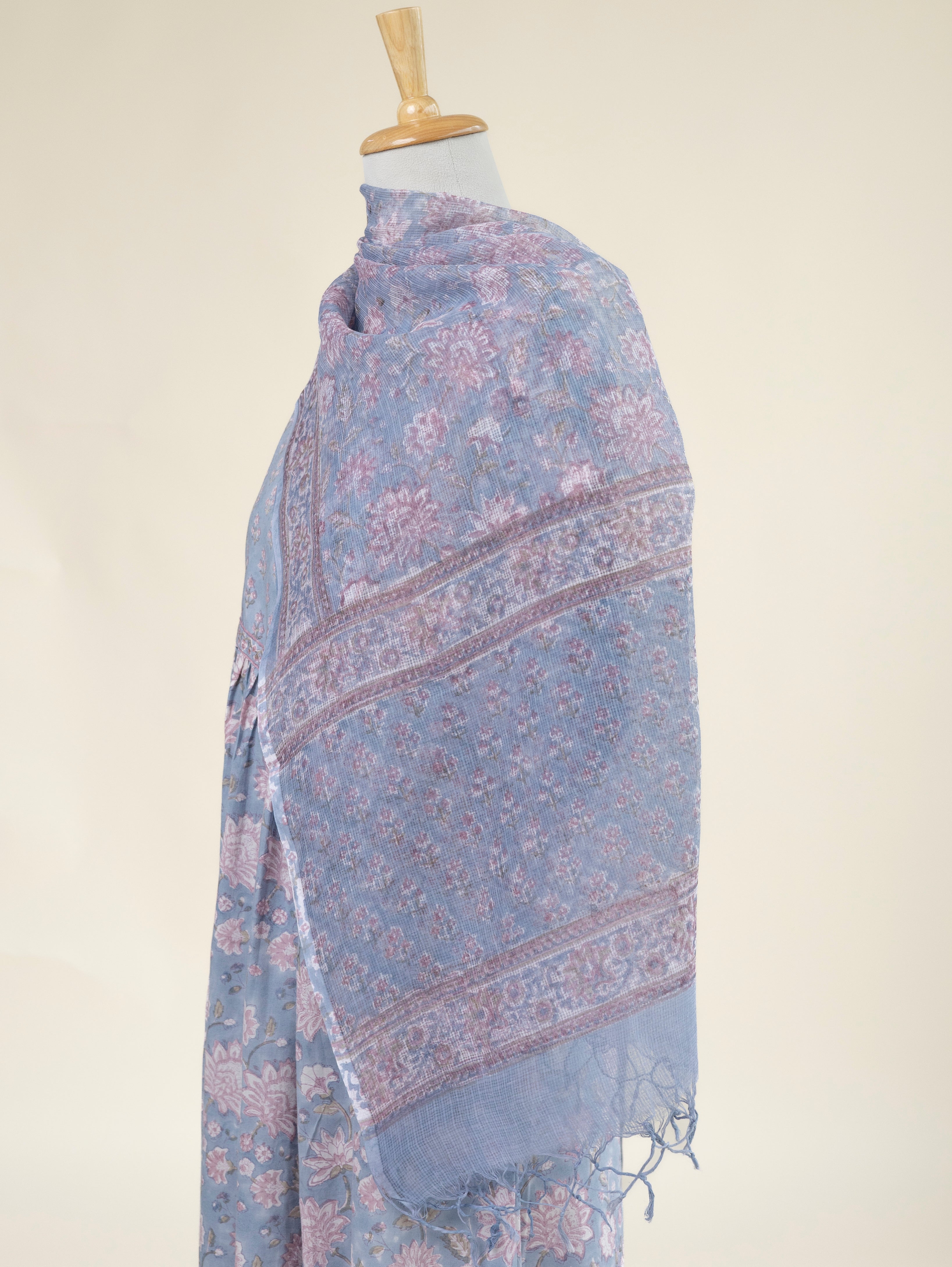 Layana Kota Doria Block Printed Dupatta