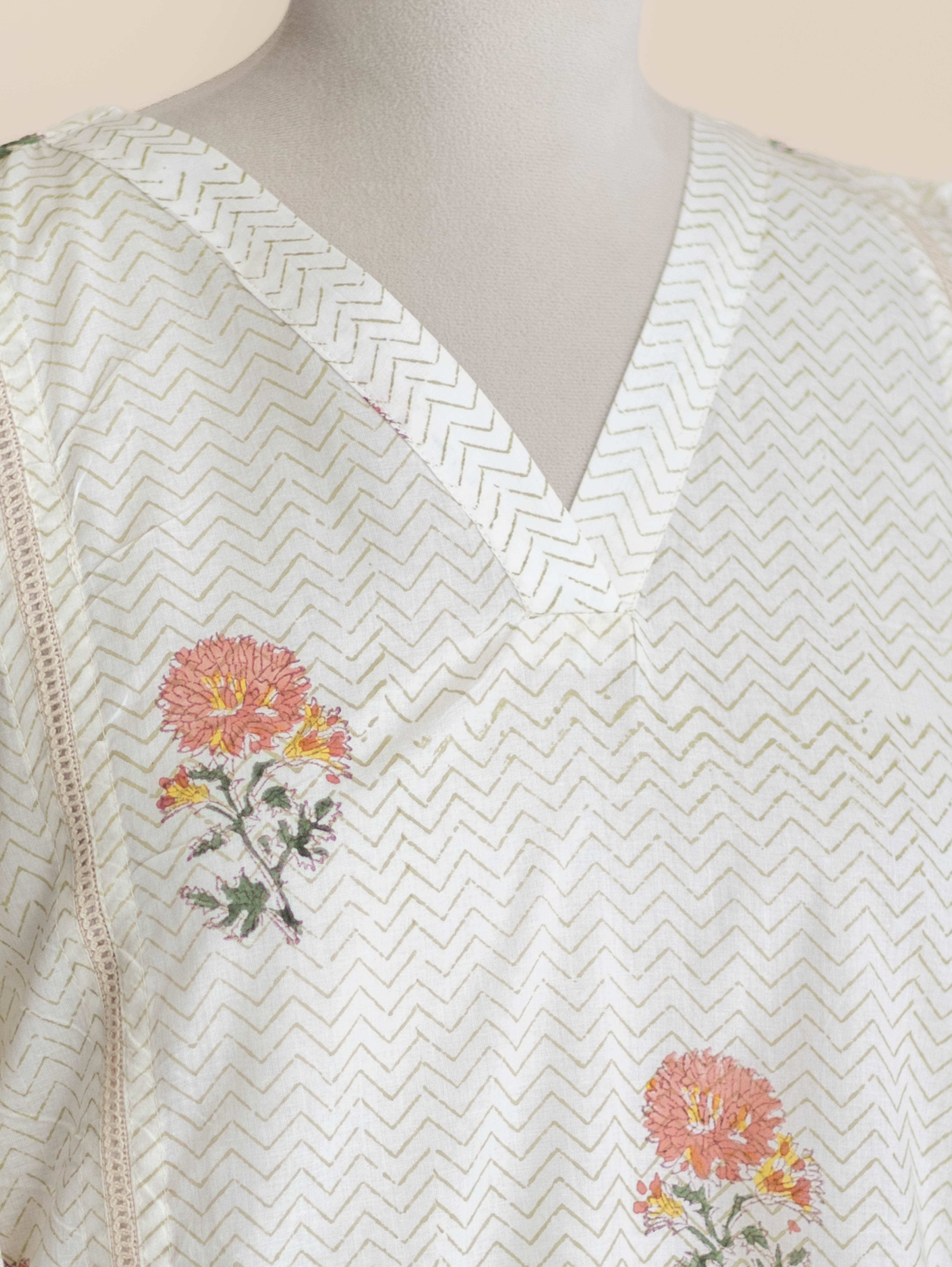 Vihana Cotton Block Printed Straight Kurta