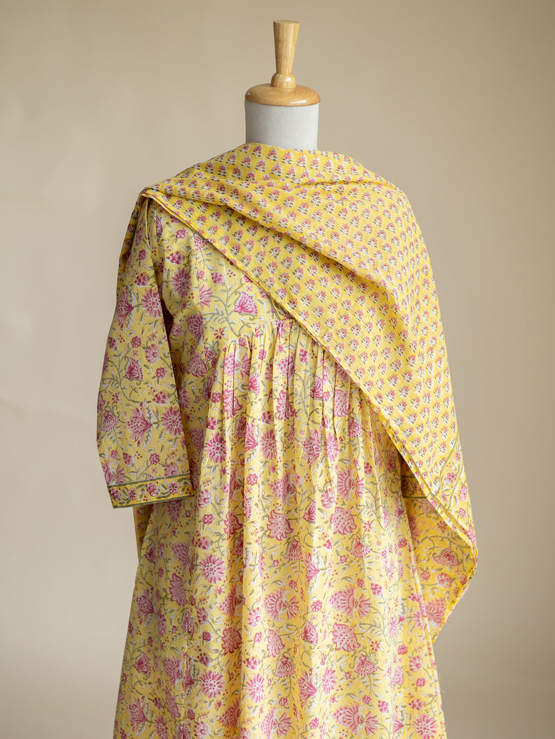 Rutvi Cotton Block Printed A-Line Suit Set