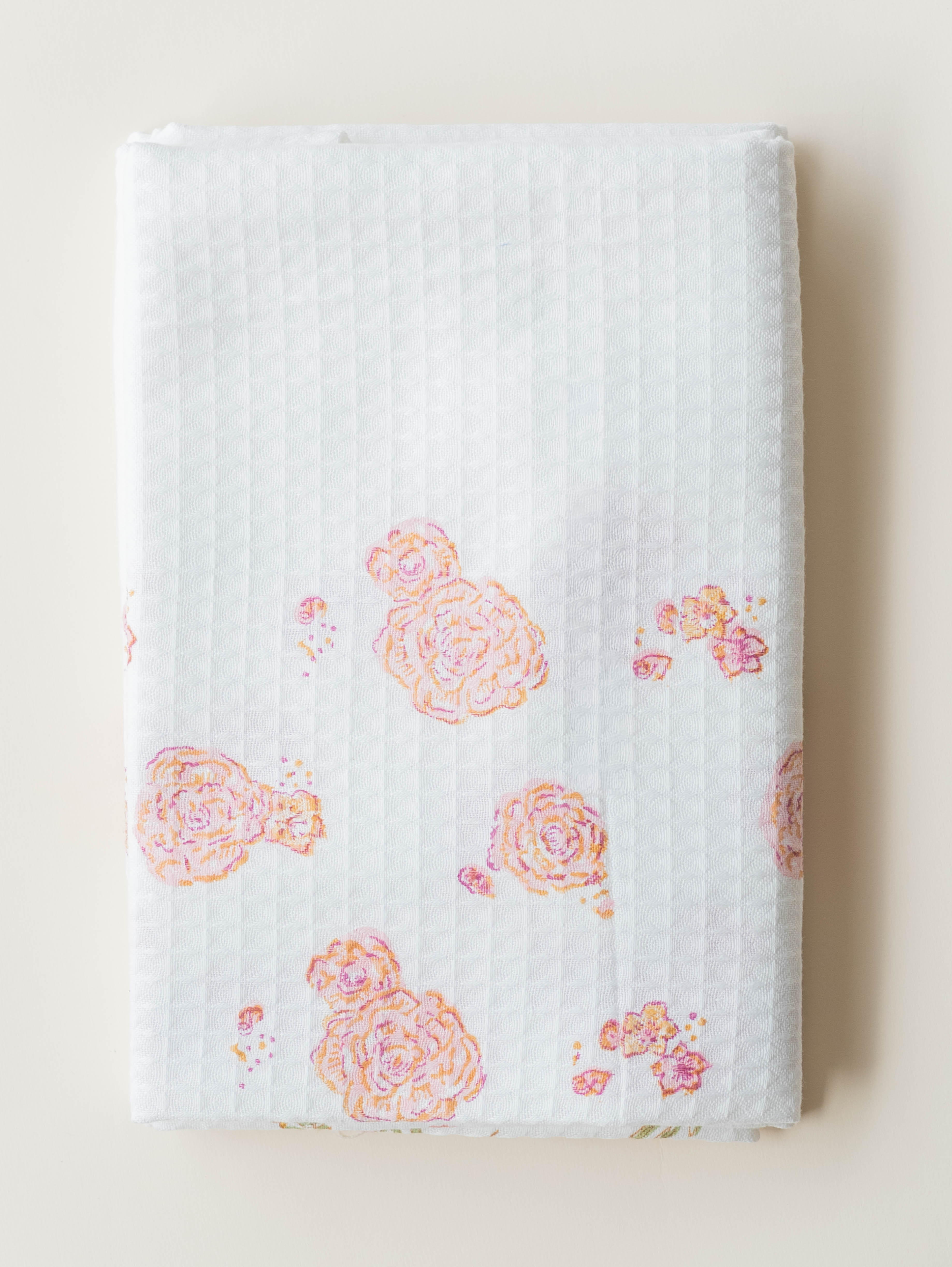 Cotton Block Printed Honeycomb Bath Towel