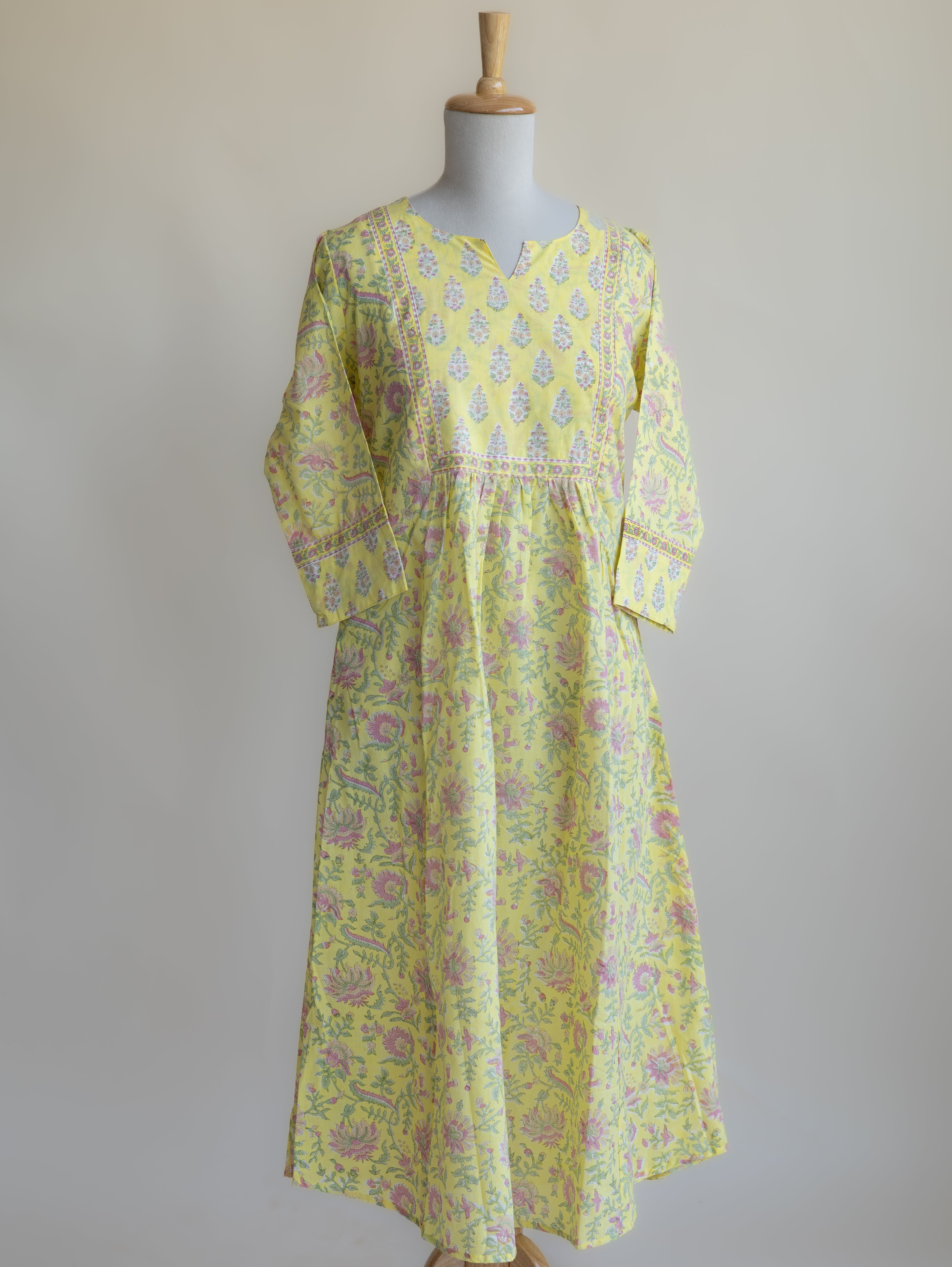 Pranali Cotton Block Printed A-Line Kurta