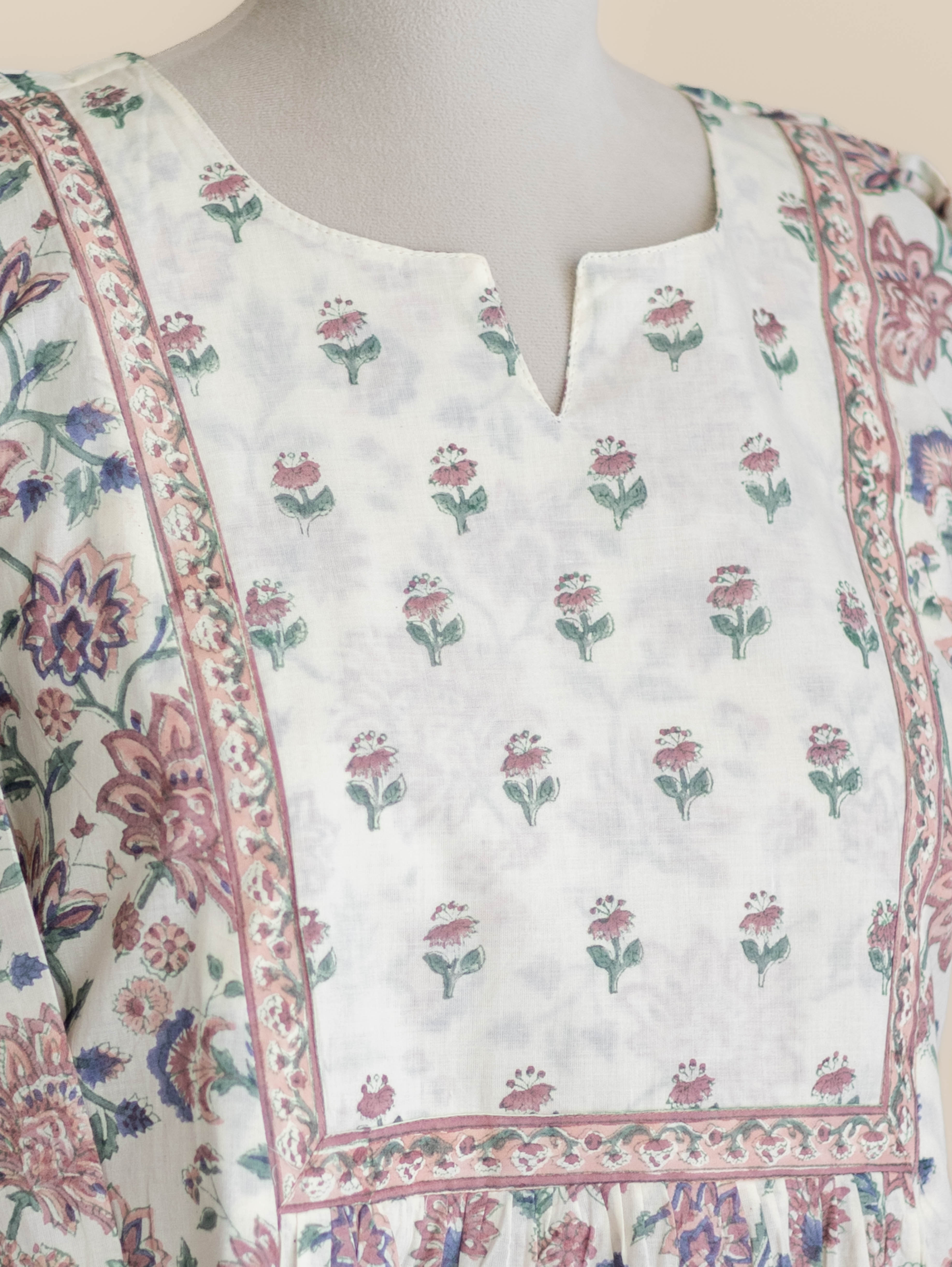 Nirvi Cotton Block Printed A-Line Kurta