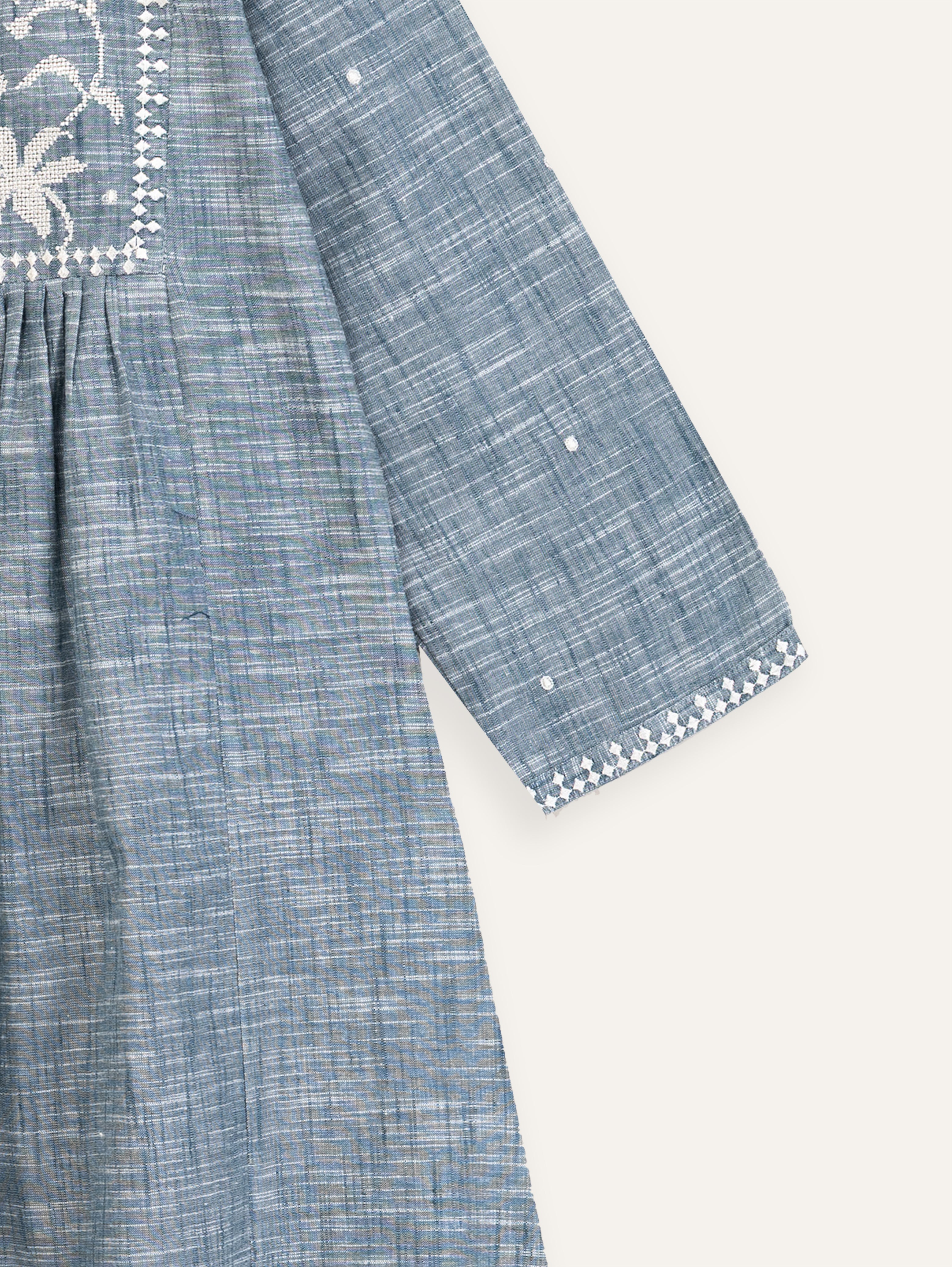 Ahura Cotton Handloom Embroidered A-Line Kurta