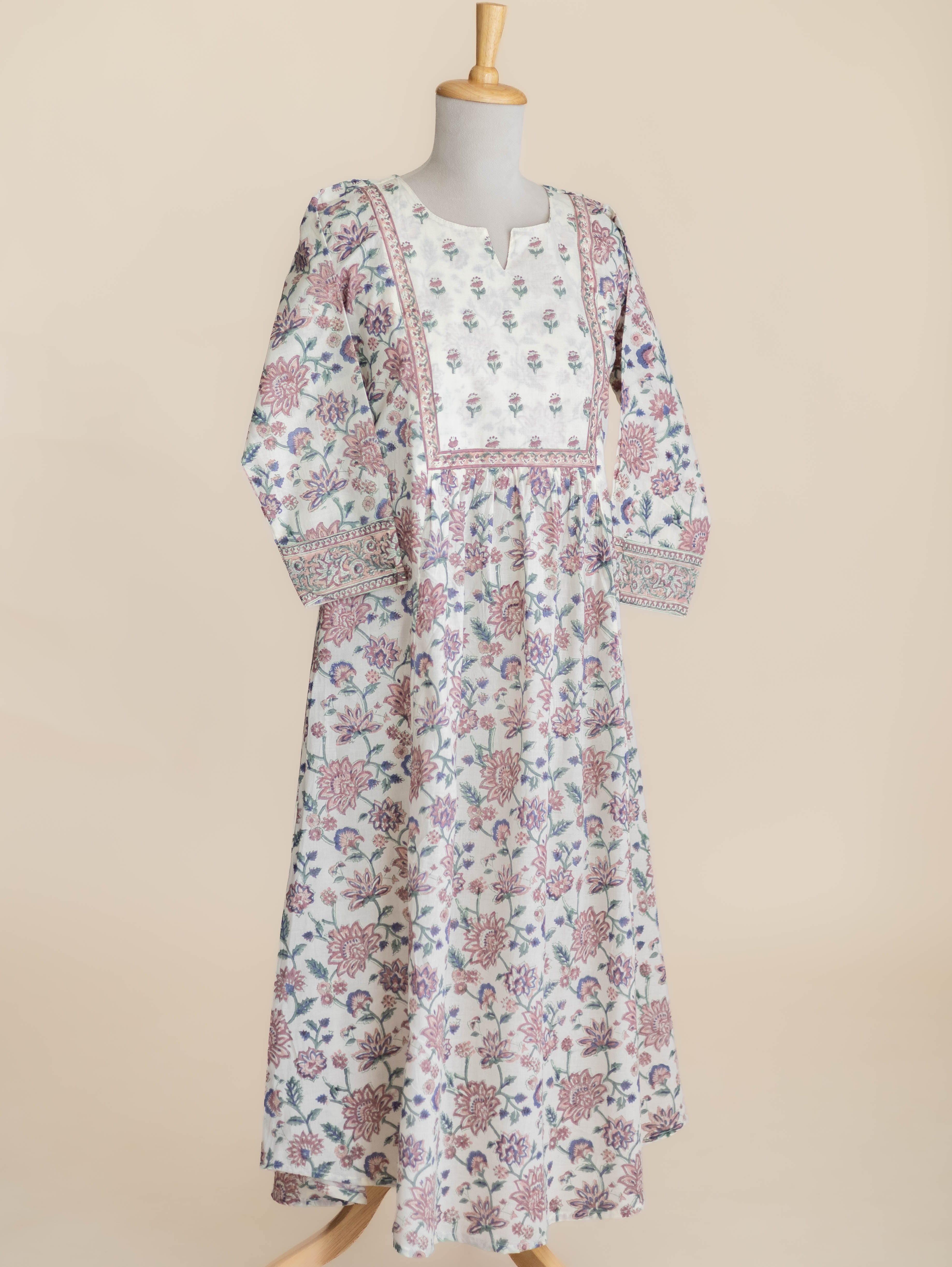 Nirvi Cotton Block Printed A-Line Kurta