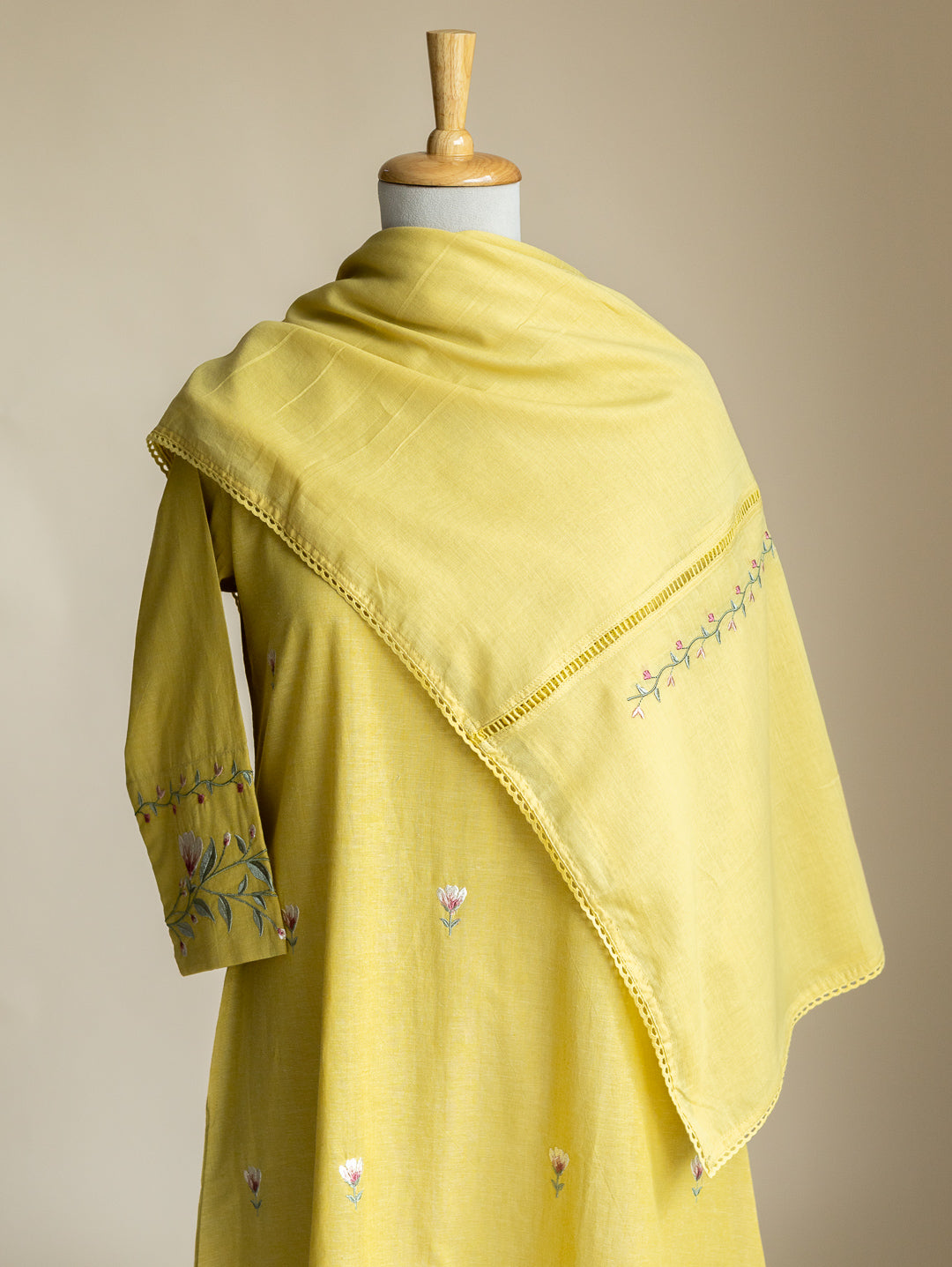 Alisha Cotton Handloom Embroidered A-Line Suit Set
