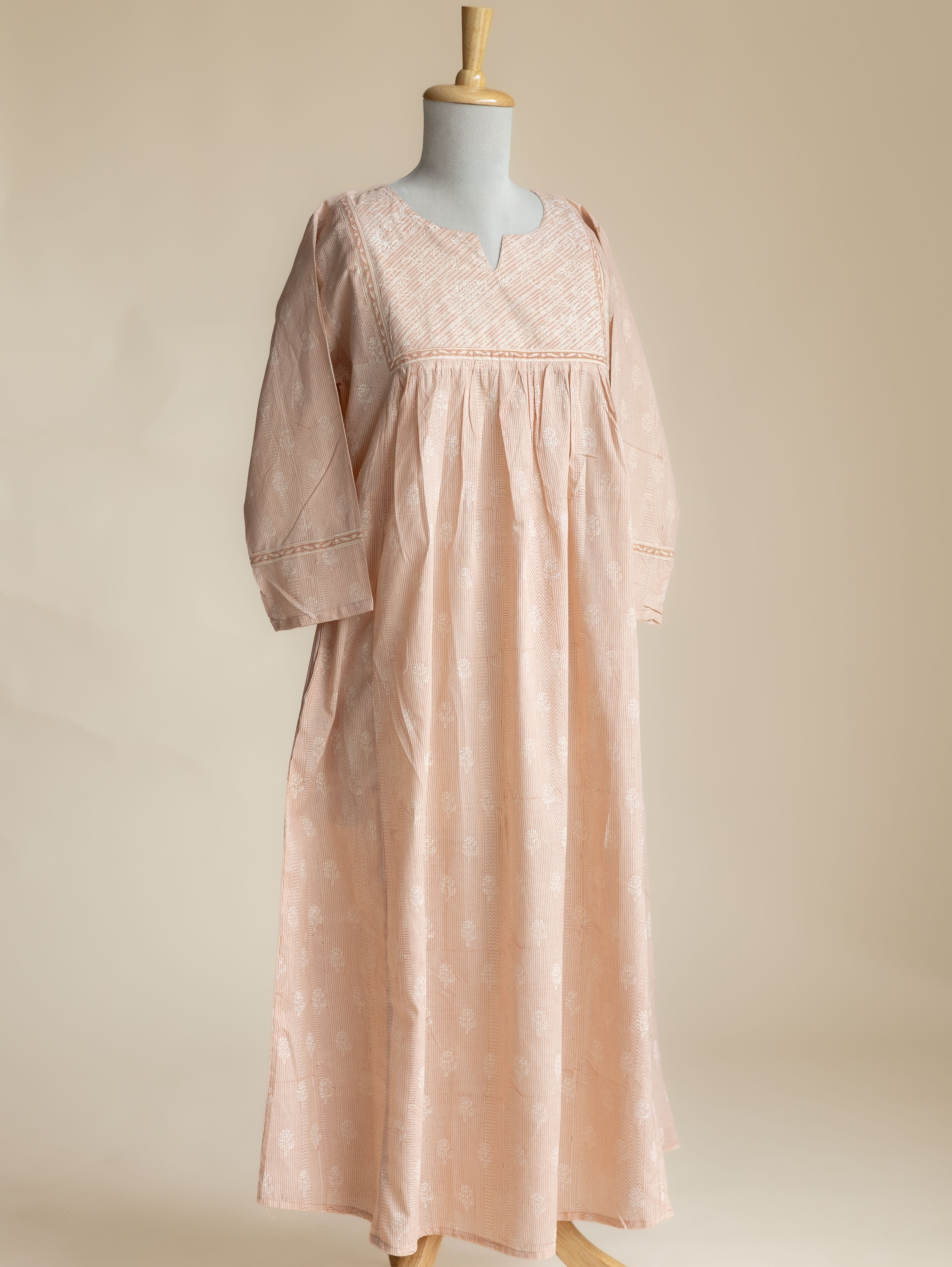 Kaisha Cotton Block Printed A-Line Kurta