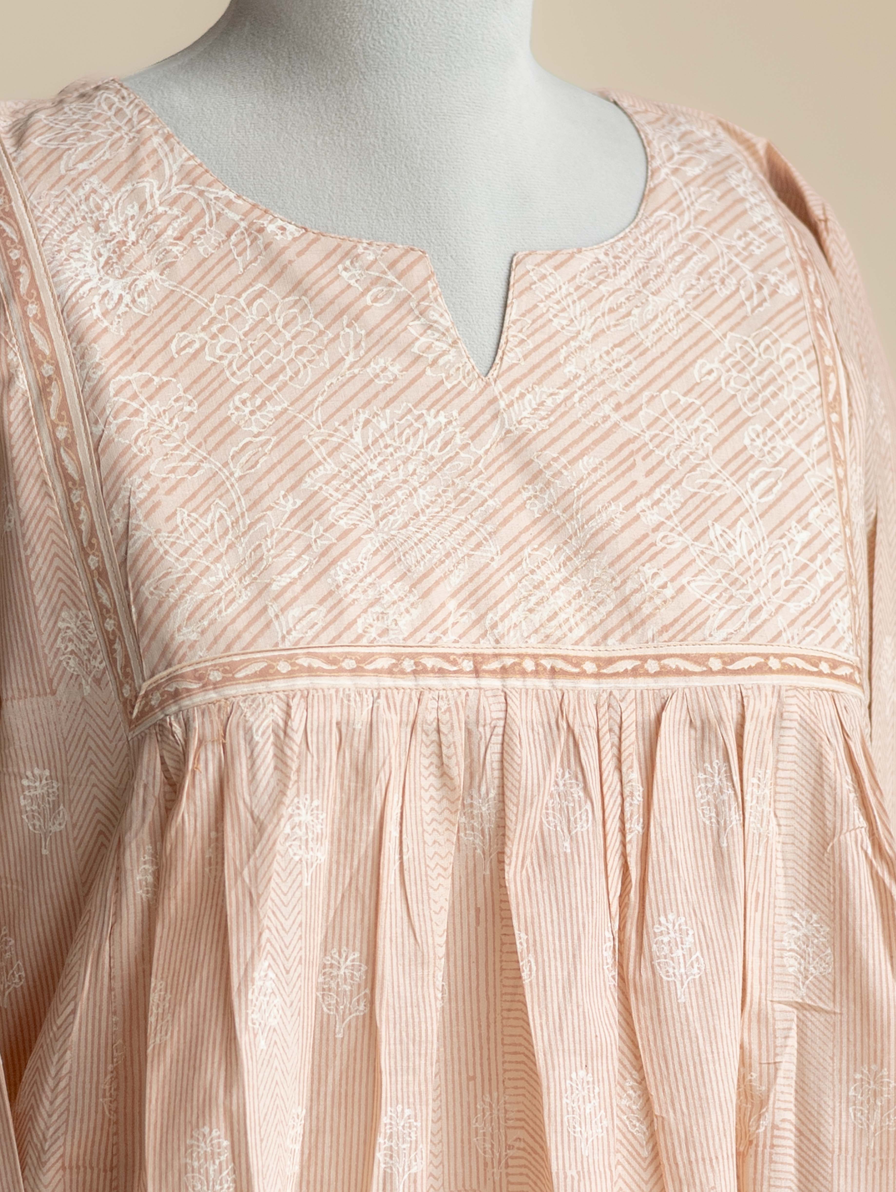Kaisha Cotton Block Printed A-Line Kurta