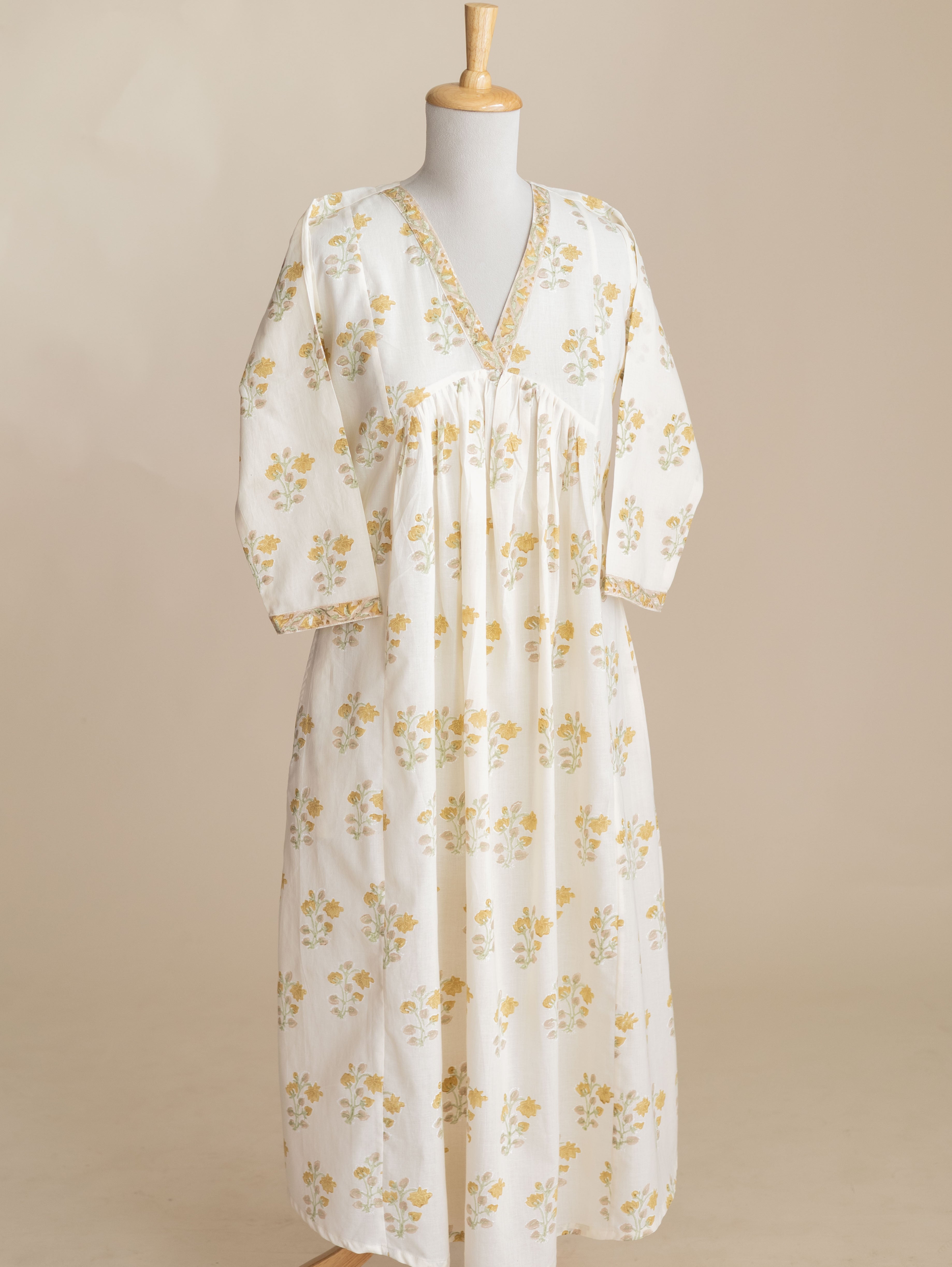 Rinha Cotton Block Printed A-Line Kurta