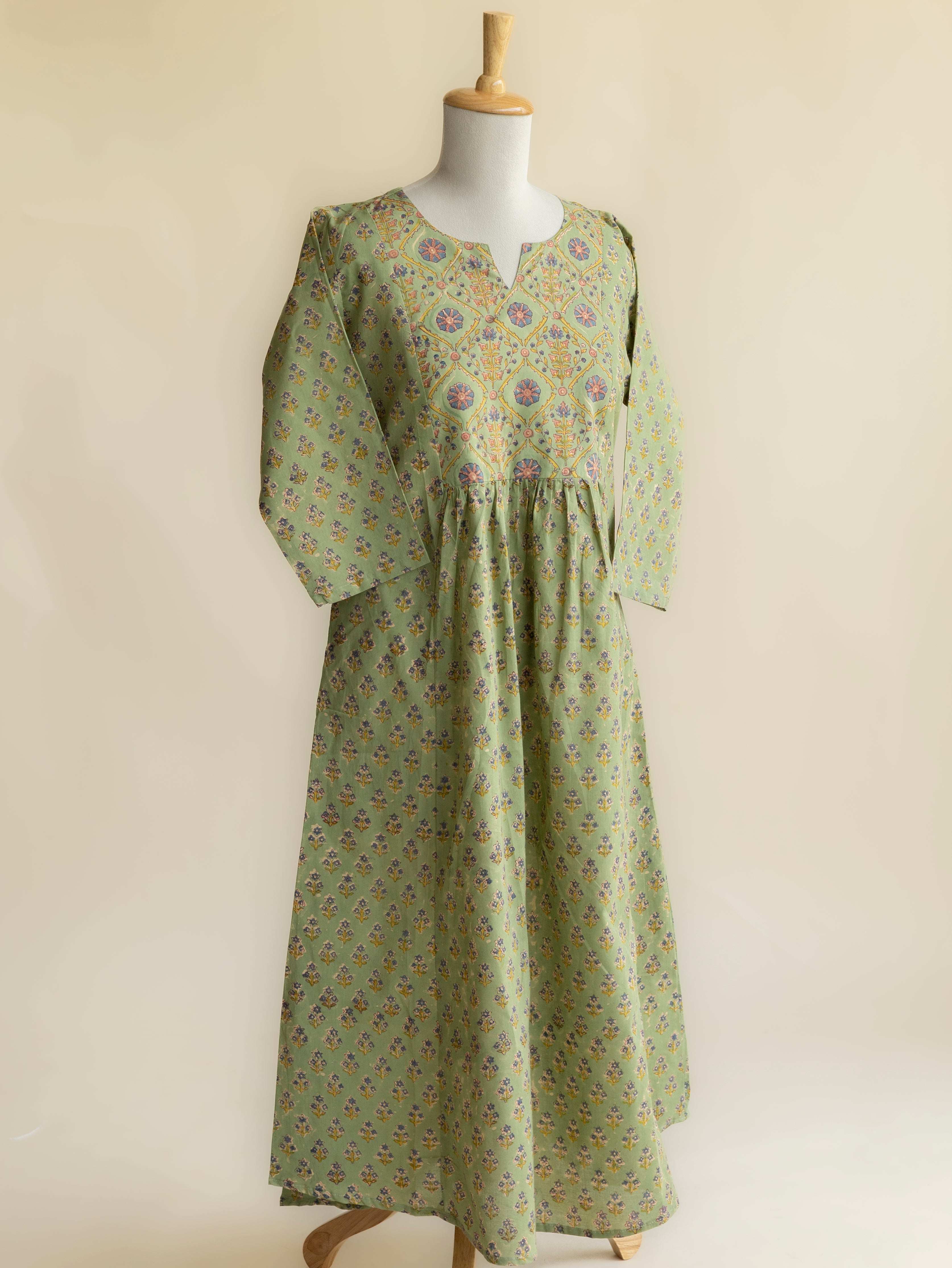 Ayzah Cotton Block Printed A-Line Kurta