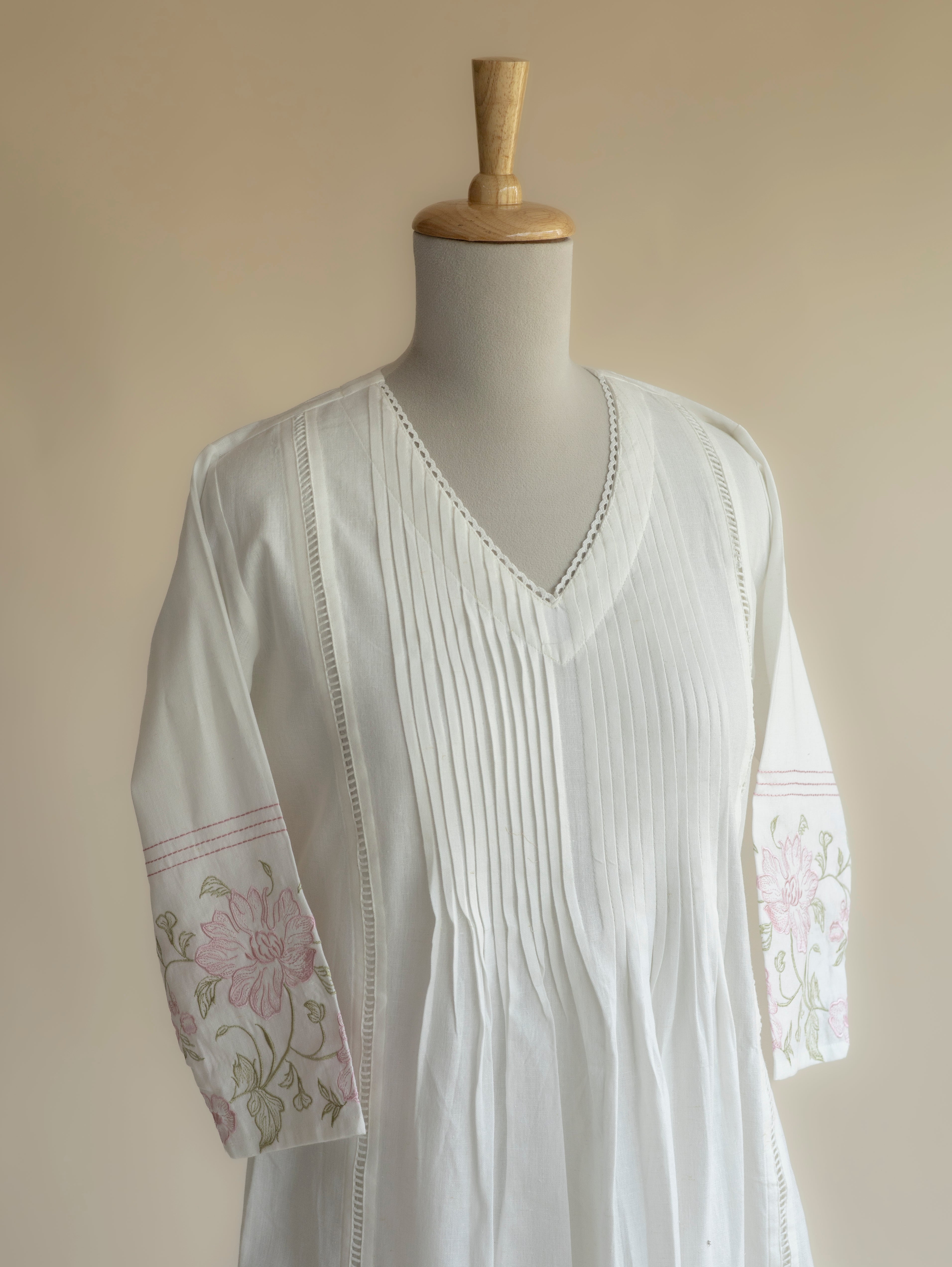 Kripali Cotton Flax Embroidered A Line Kurta