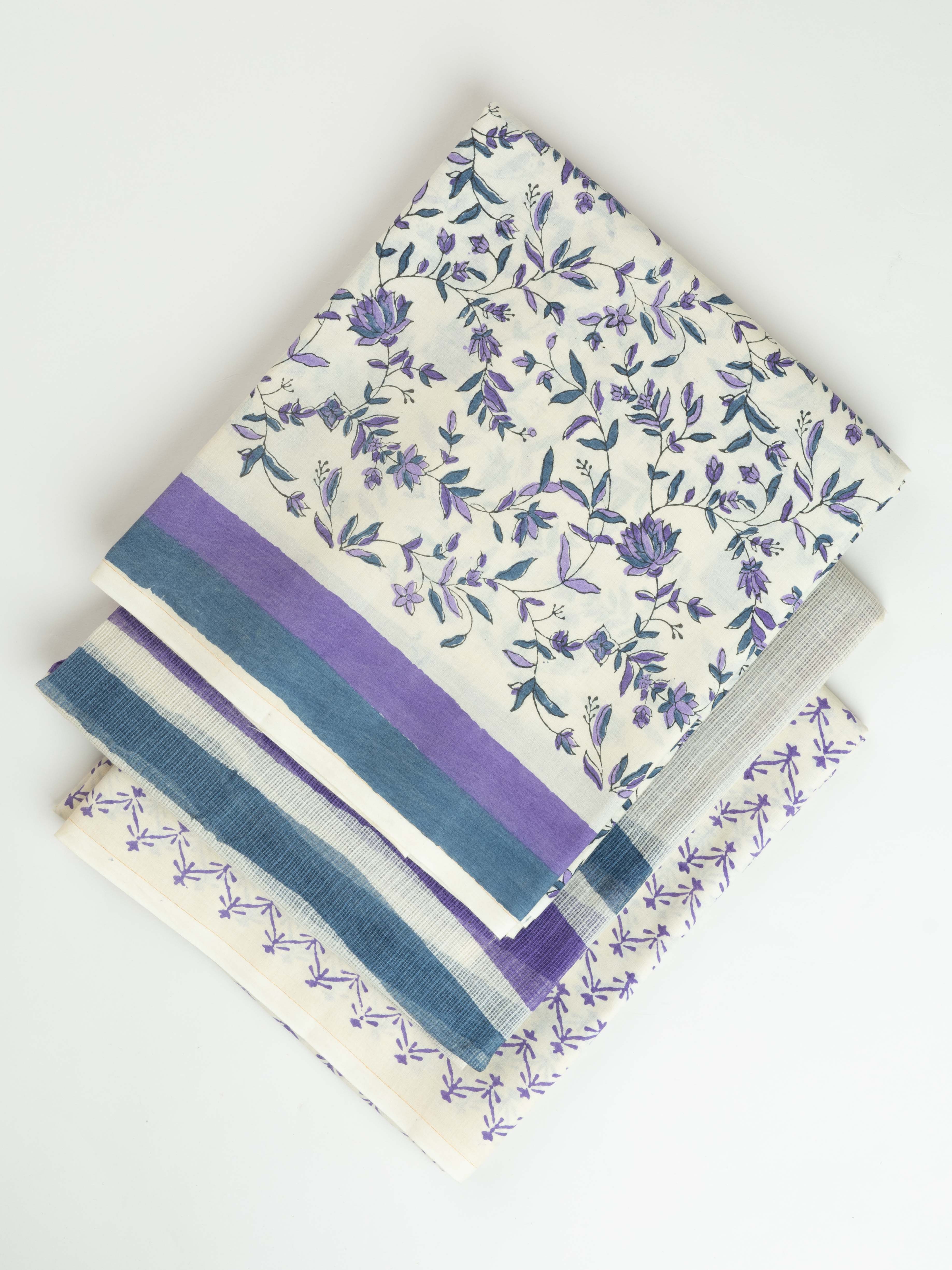 Gauri Cotton Block Printed Unstitched Suit Set - 3 Piece