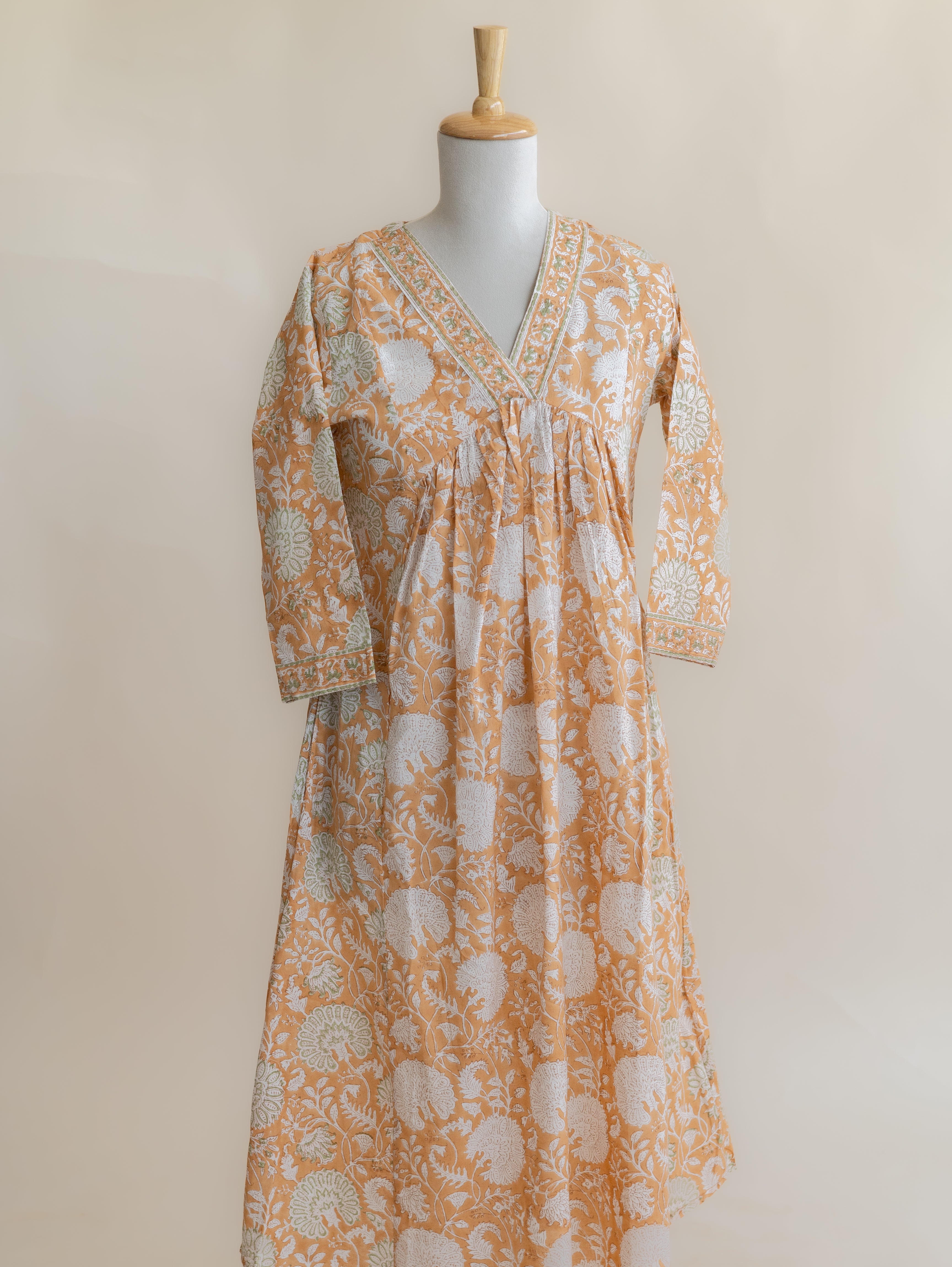 Nivra Cotton Block Printed A-Line Kurta