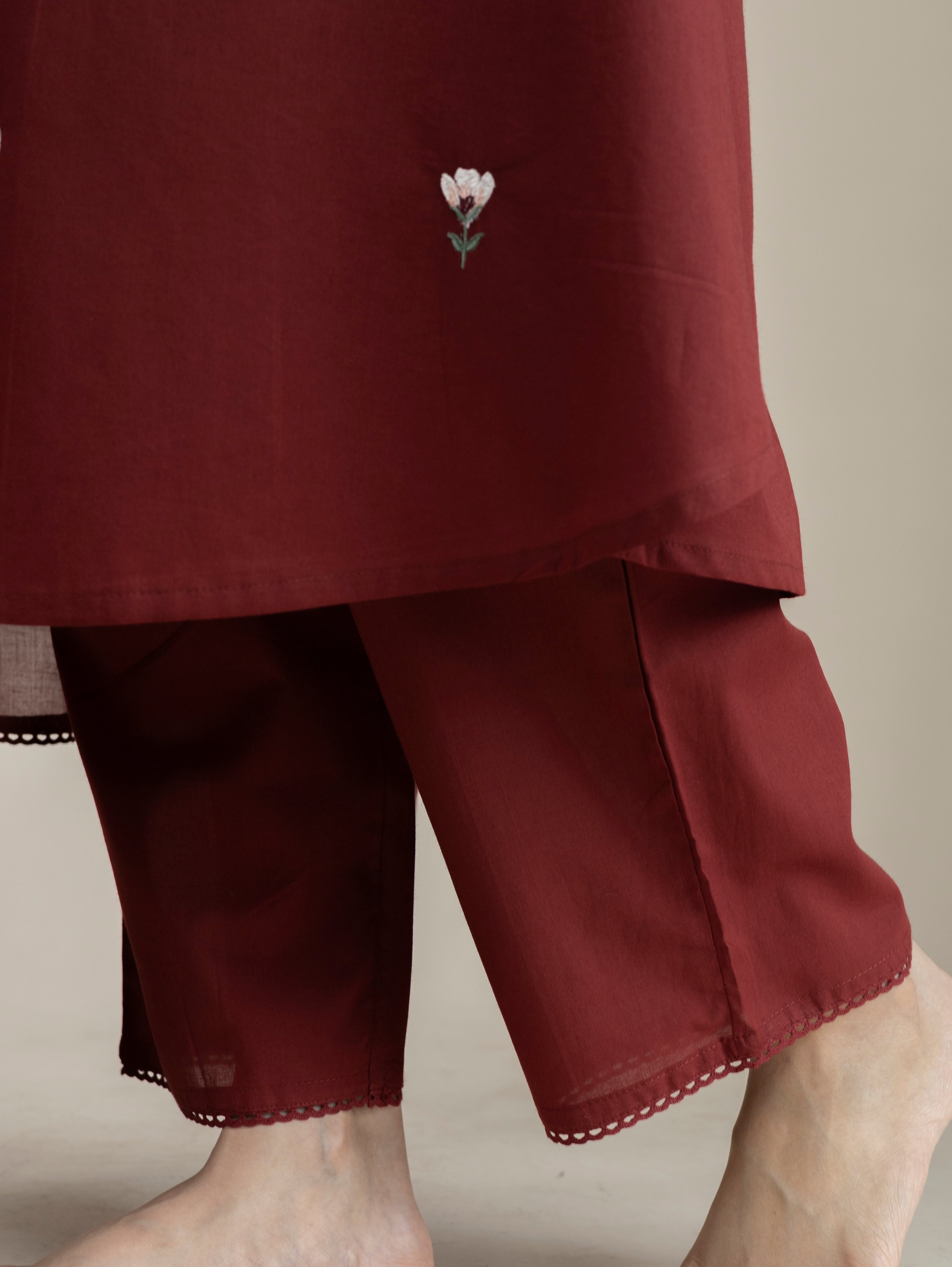 Serah Cotton Embroidered A-Line Suit Set