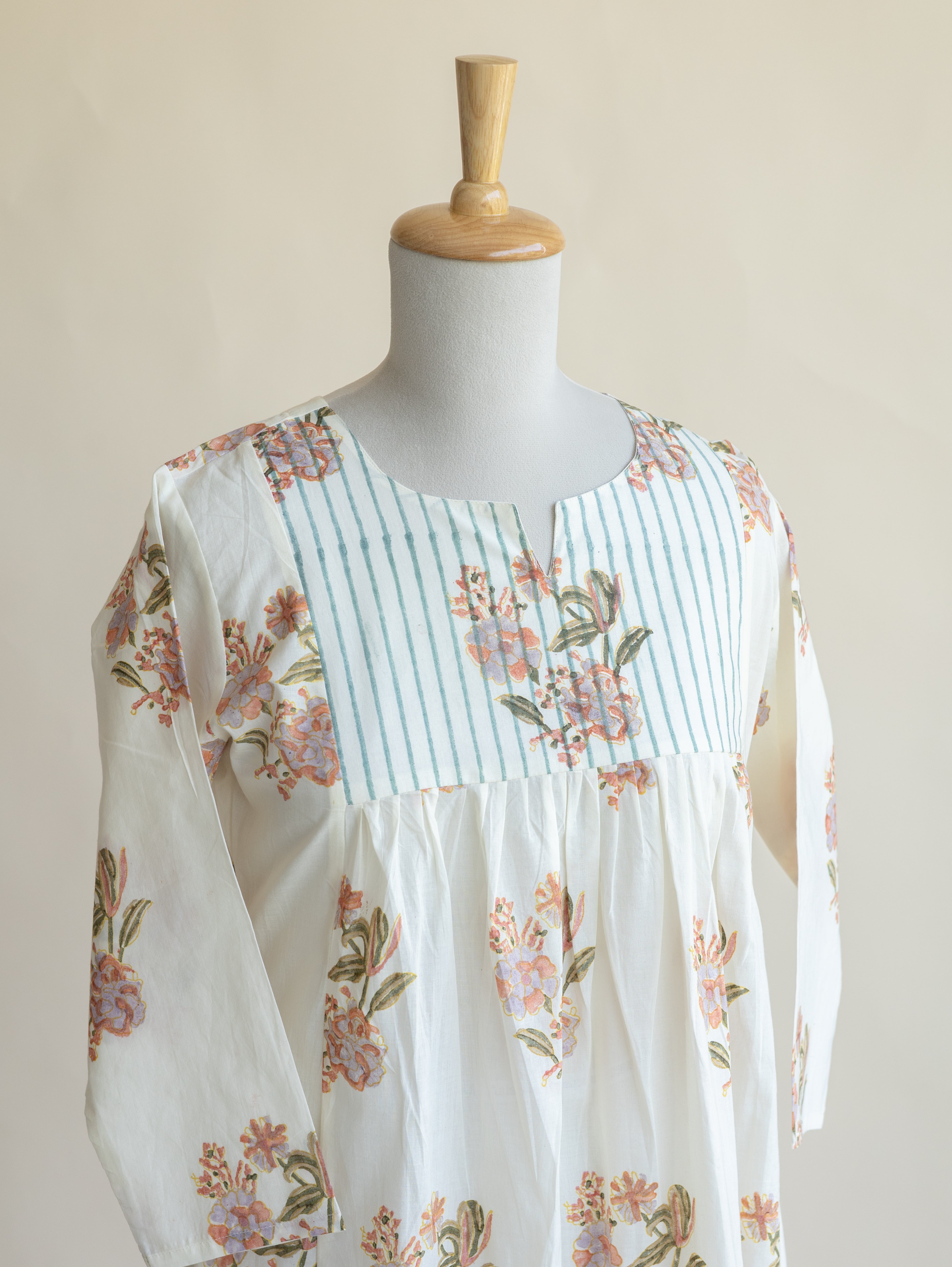 Anegha Cotton Block Printed A-Line Kurta