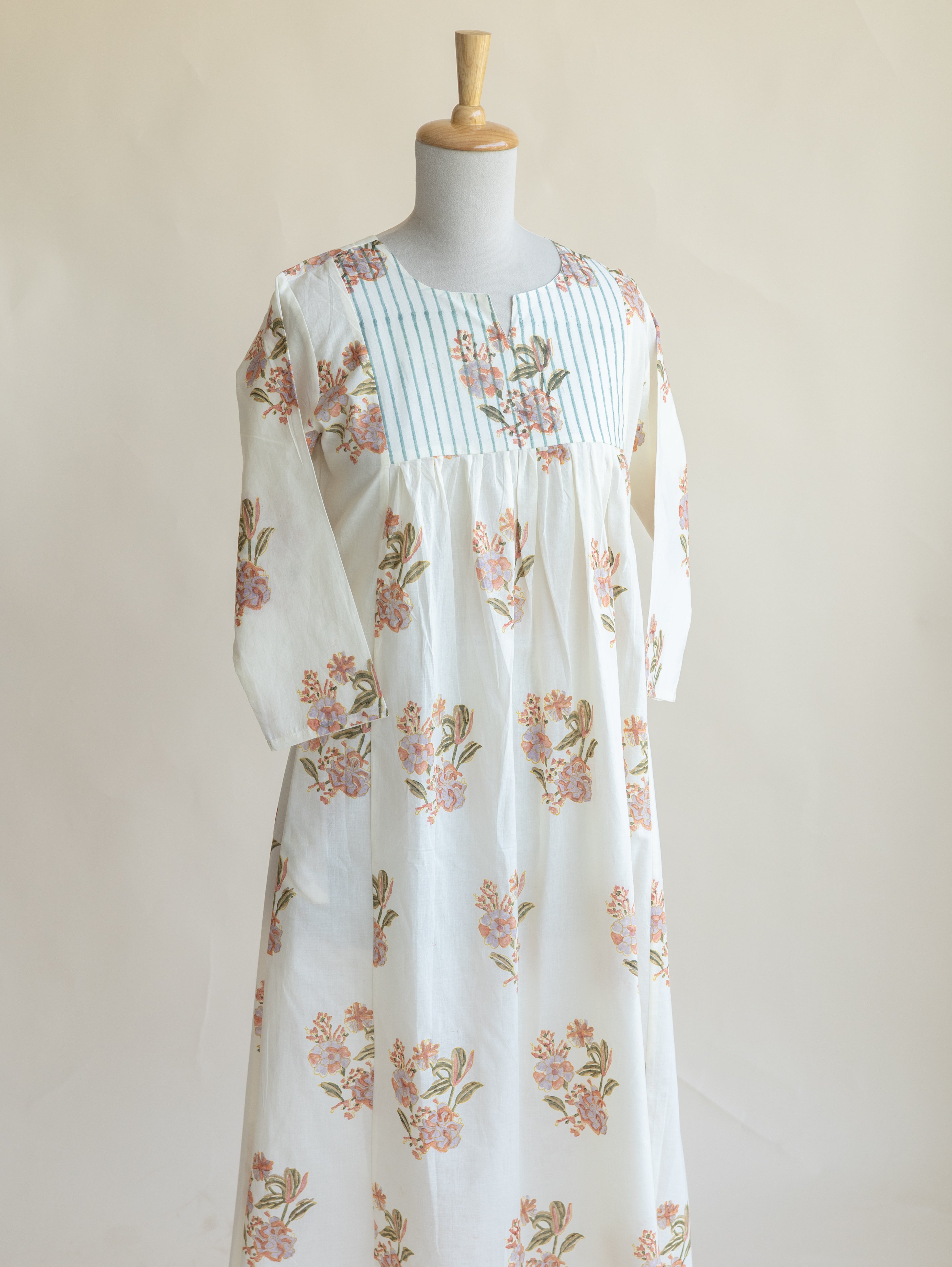 Anegha Cotton Block Printed A-Line Kurta