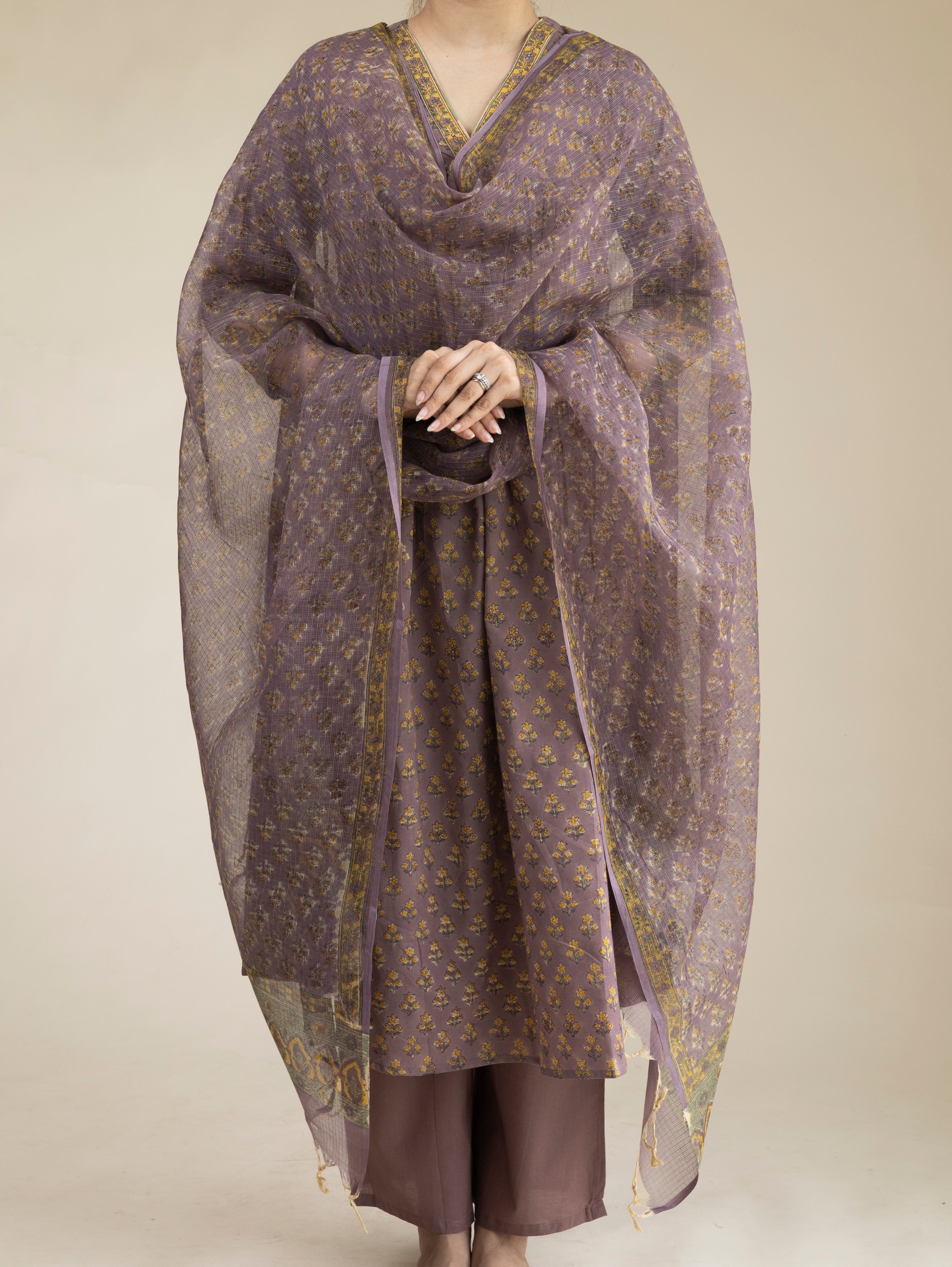 Rainah Cotton Block Printed A-Line Suit Set