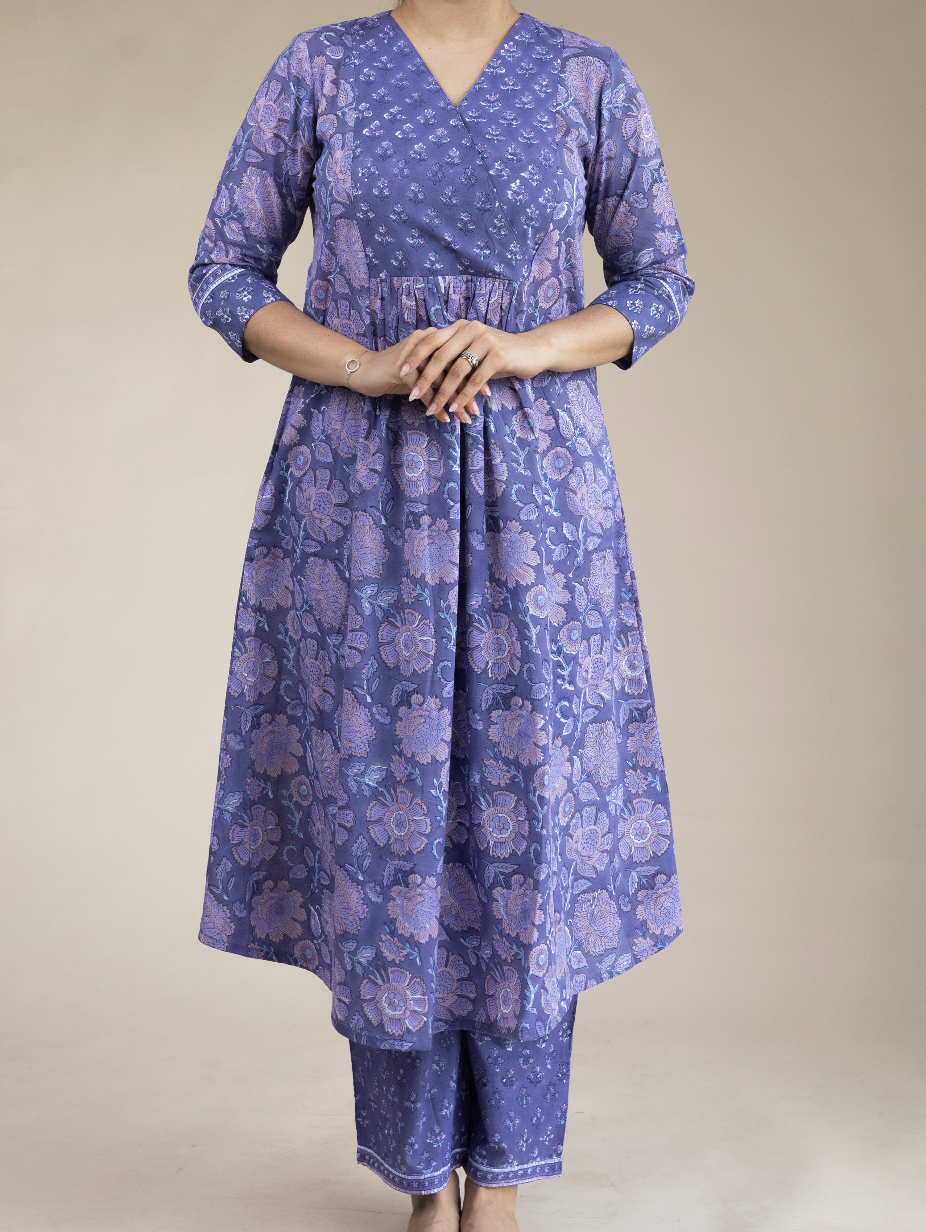 Nooha Cotton Block Printed A-Line Suit Set