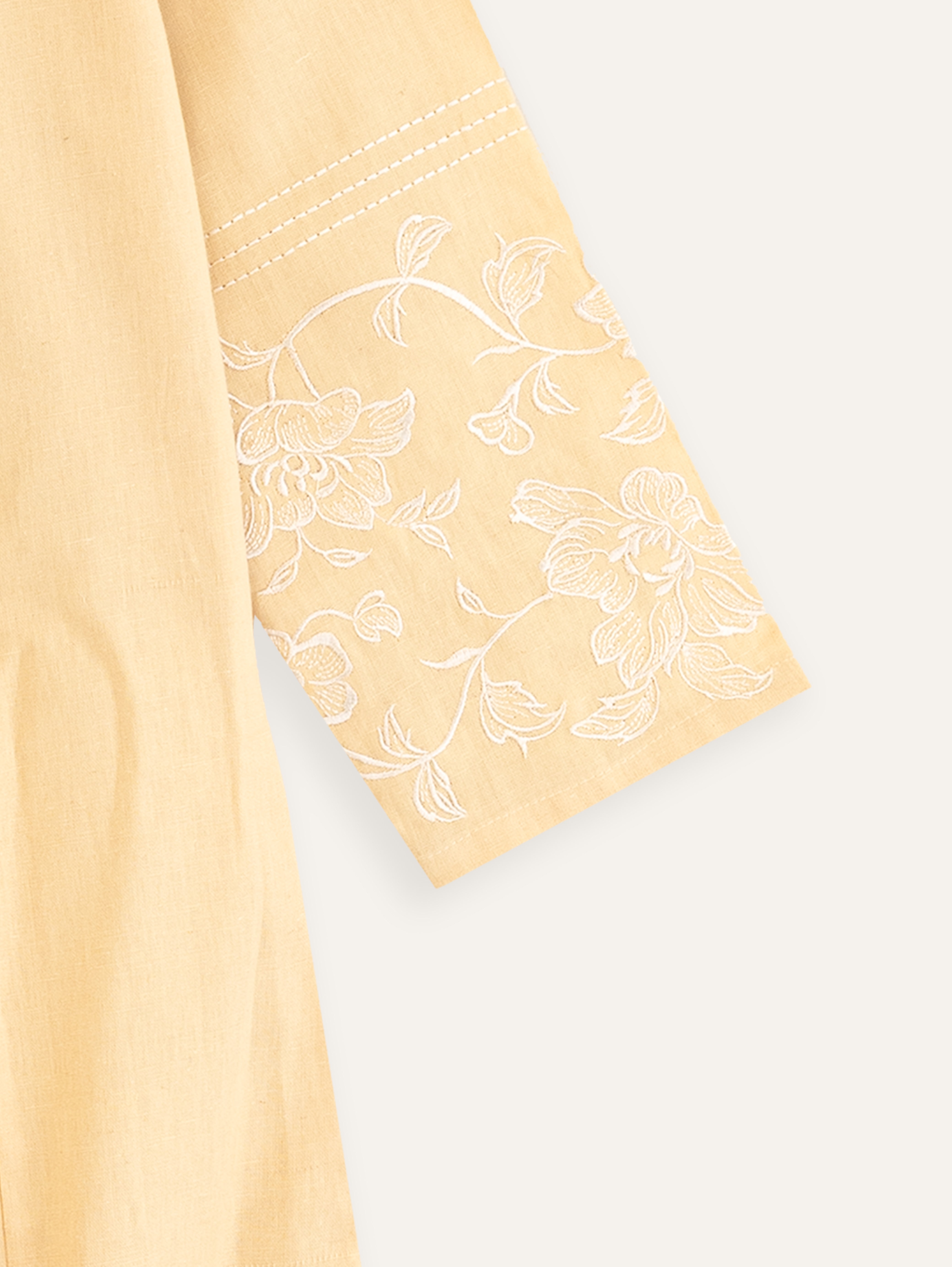 Haneen Cotton Flax Embroidered A-Line Kurta