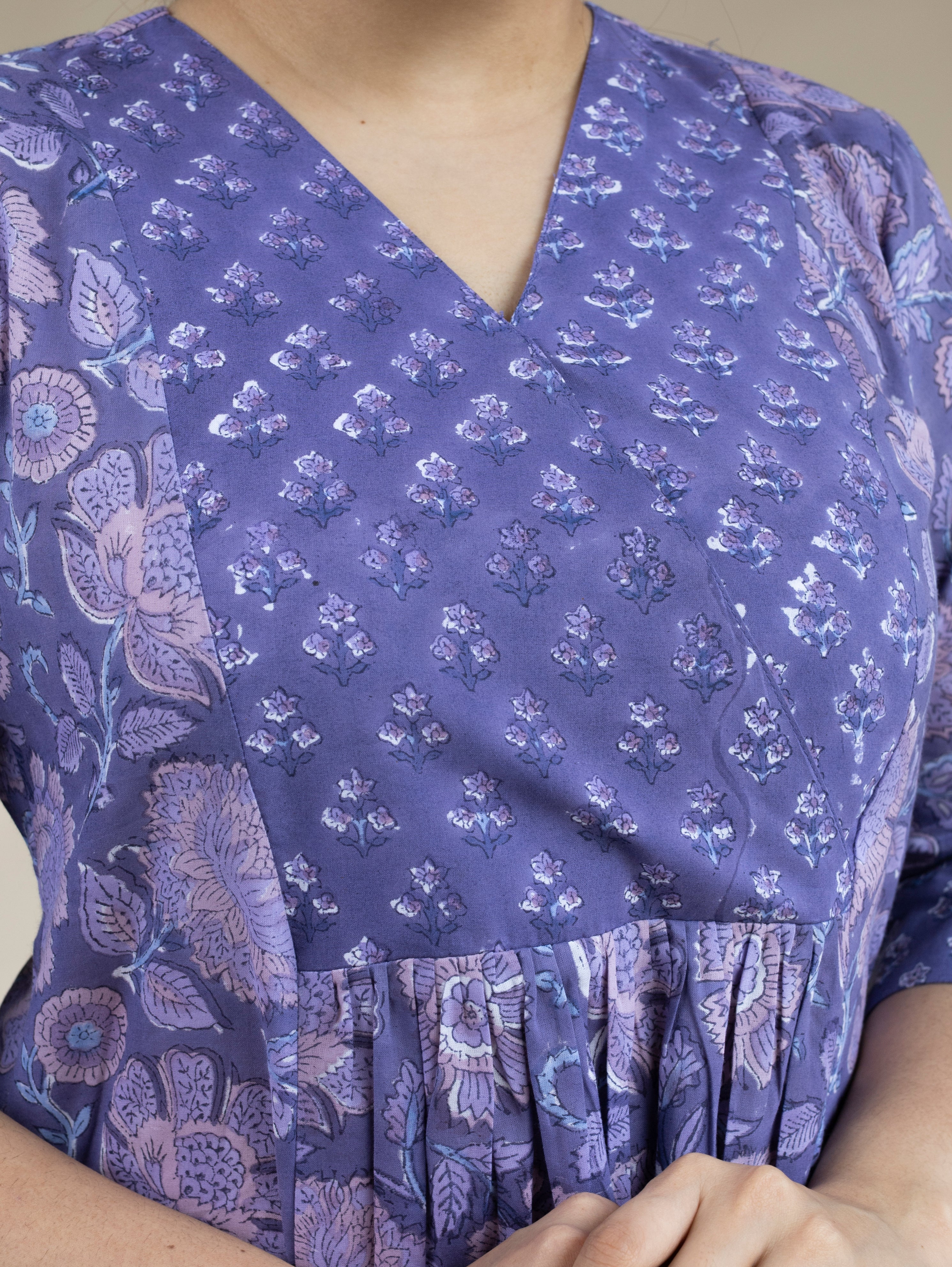 Nooha Cotton Block Printed A-Line Suit Set
