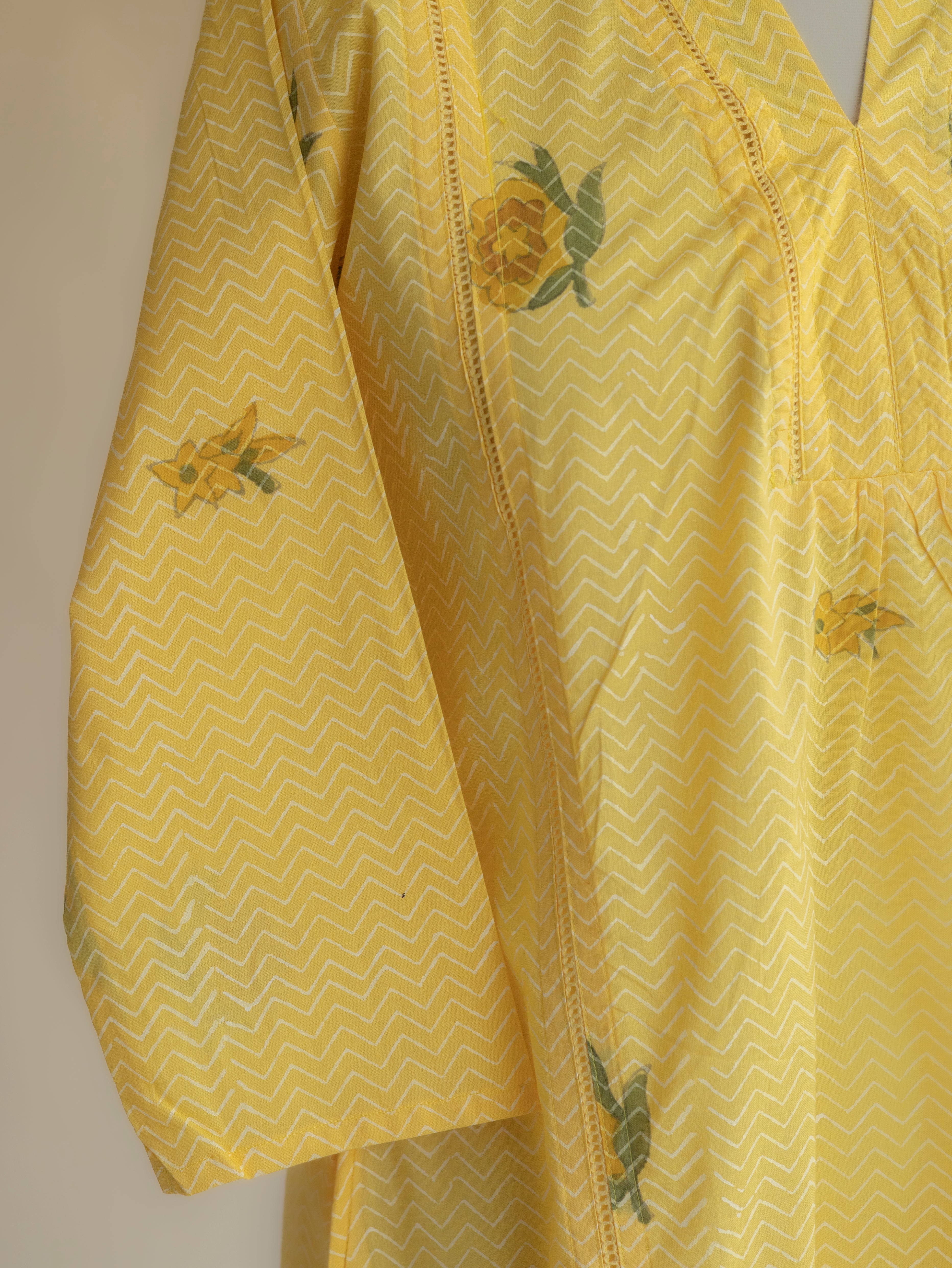 Ivikha Cotton Block Printed A-Line Kurta