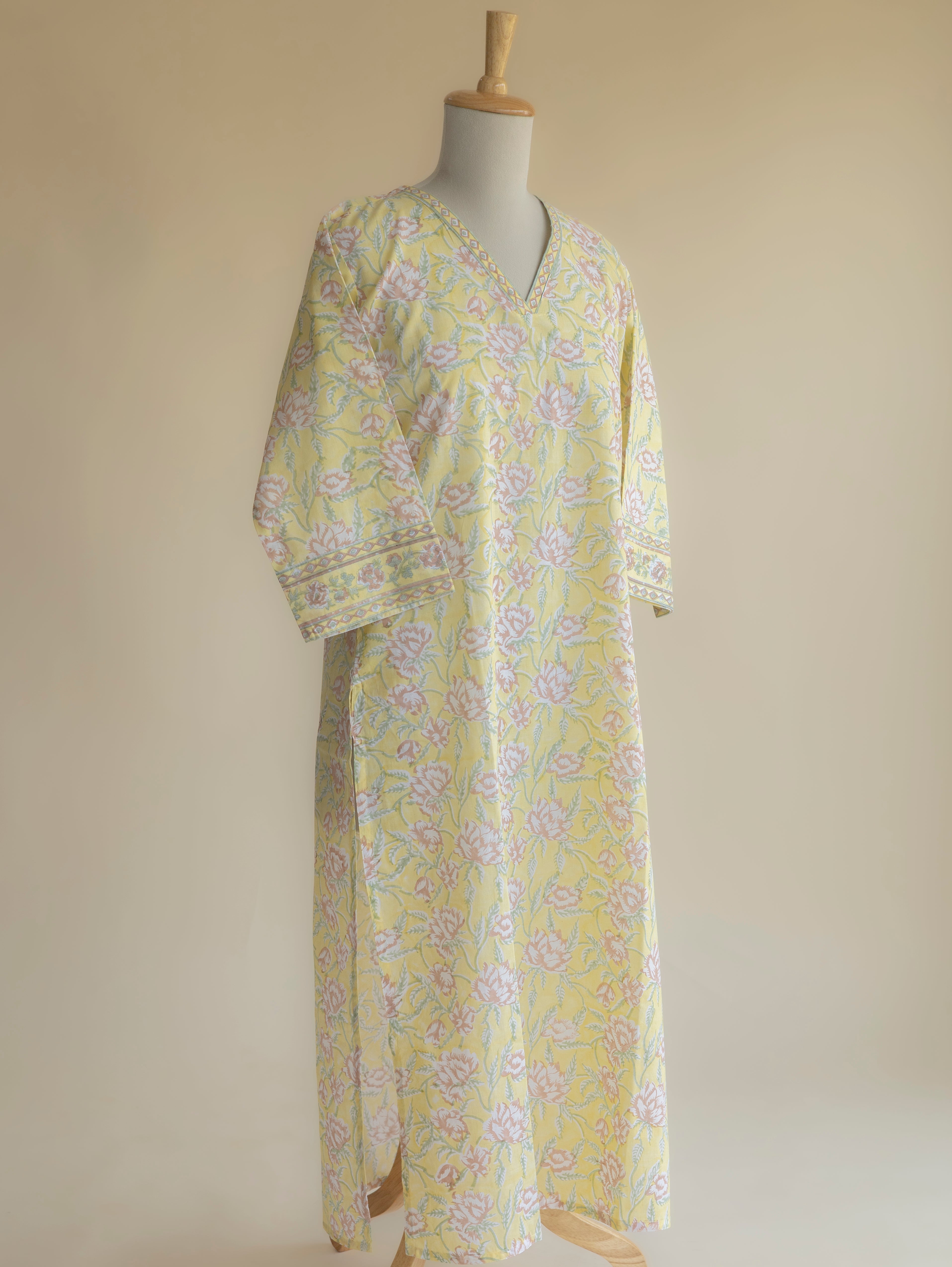 Dhaya Cotton Block Printed Straight Kurta
